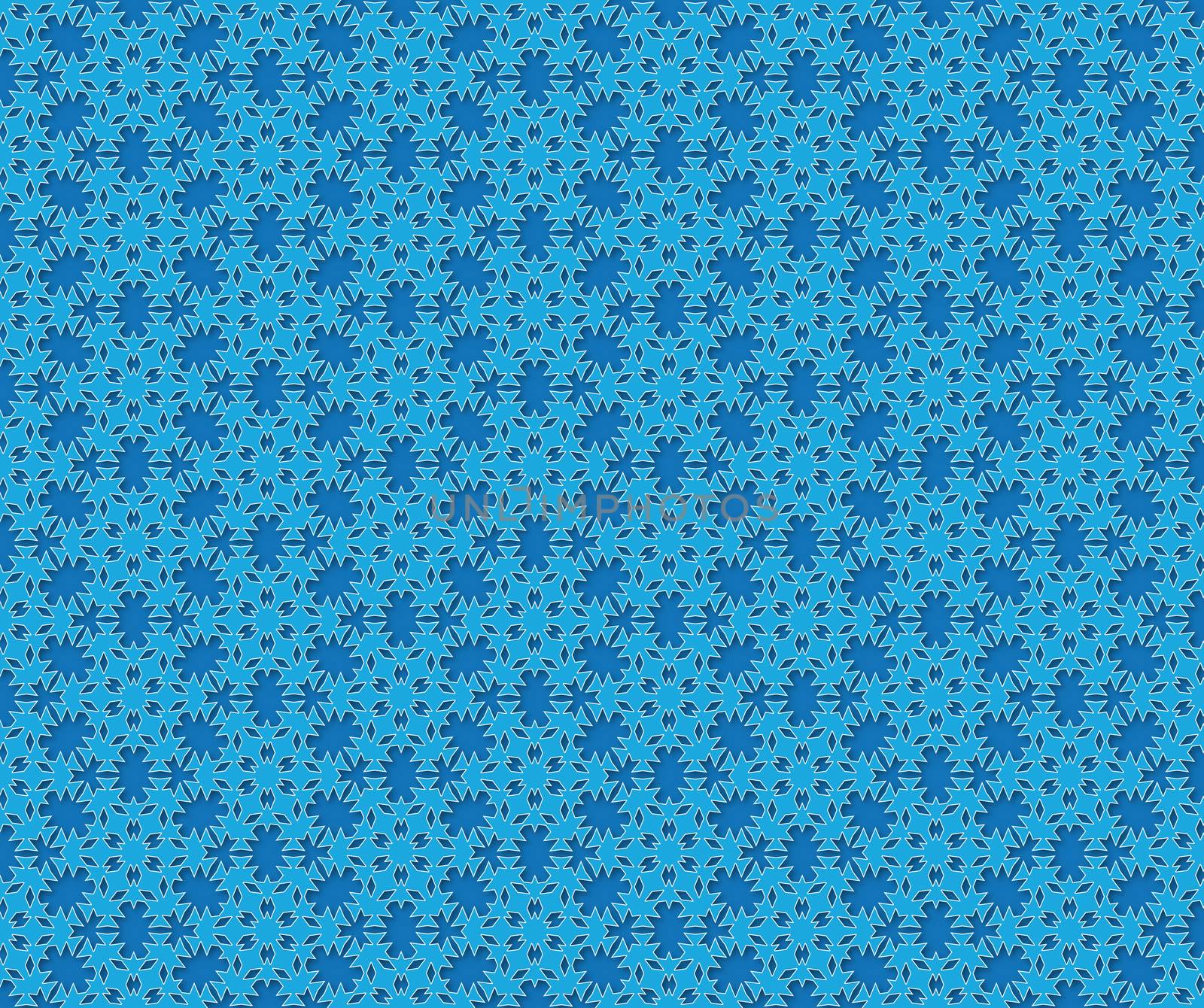 abstract background or fabric textile blue winter snow flake pattern