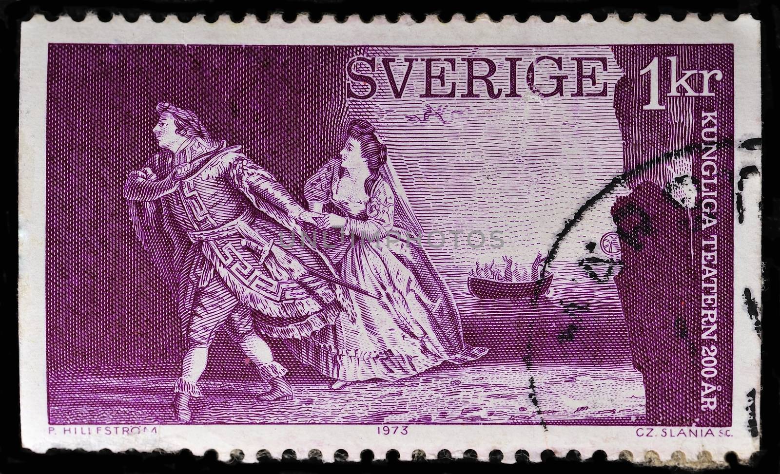 SWEDEN - CIRCA 1973: stamp printed by Sweden, shows Orpheus and Eurydice by Christoph Gluck, circa 1973