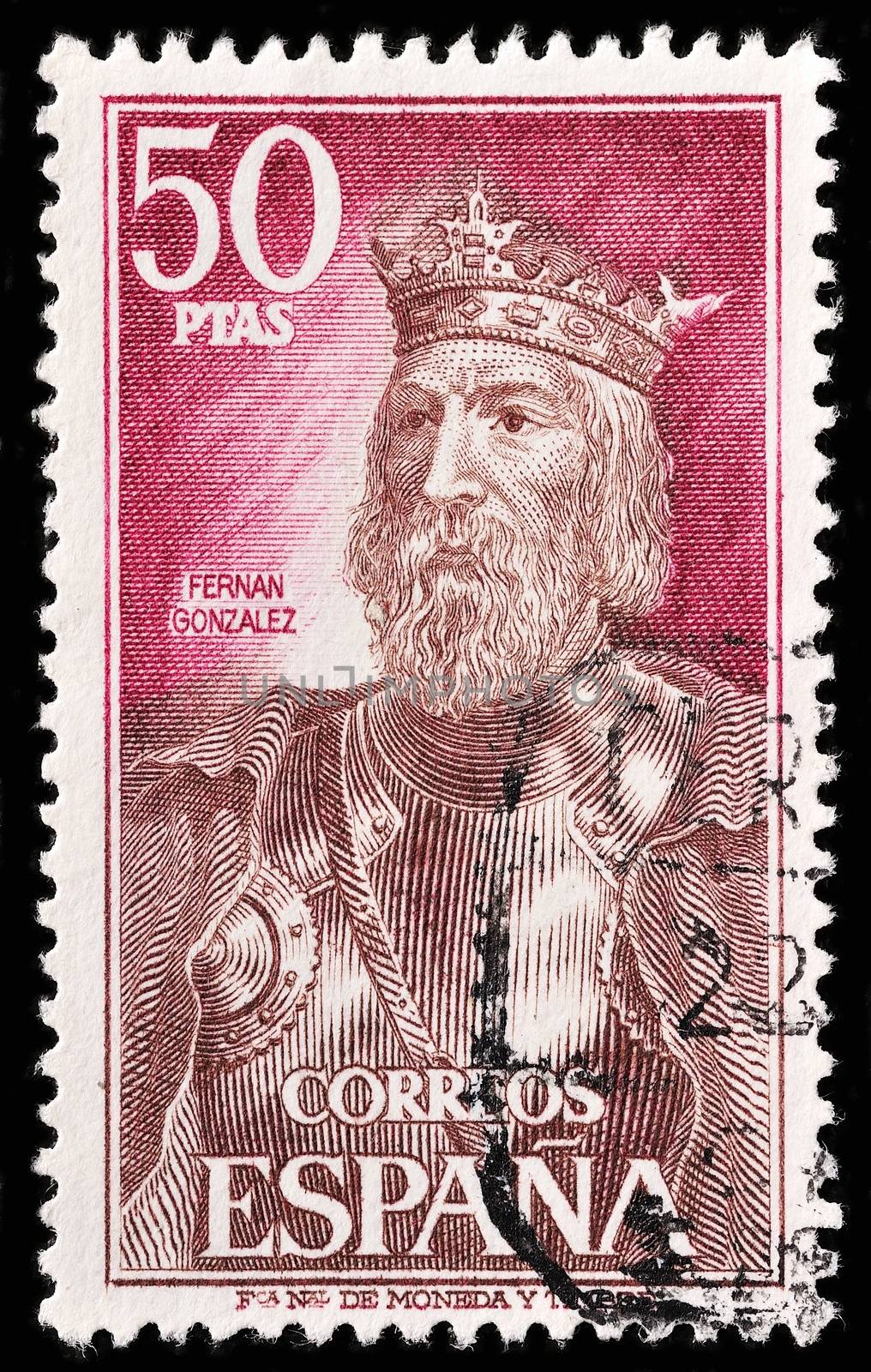 SPAIN - CIRCA 1972: A stamp printed in Spain shows Fernan Gonzalez of Castile, circa 1972