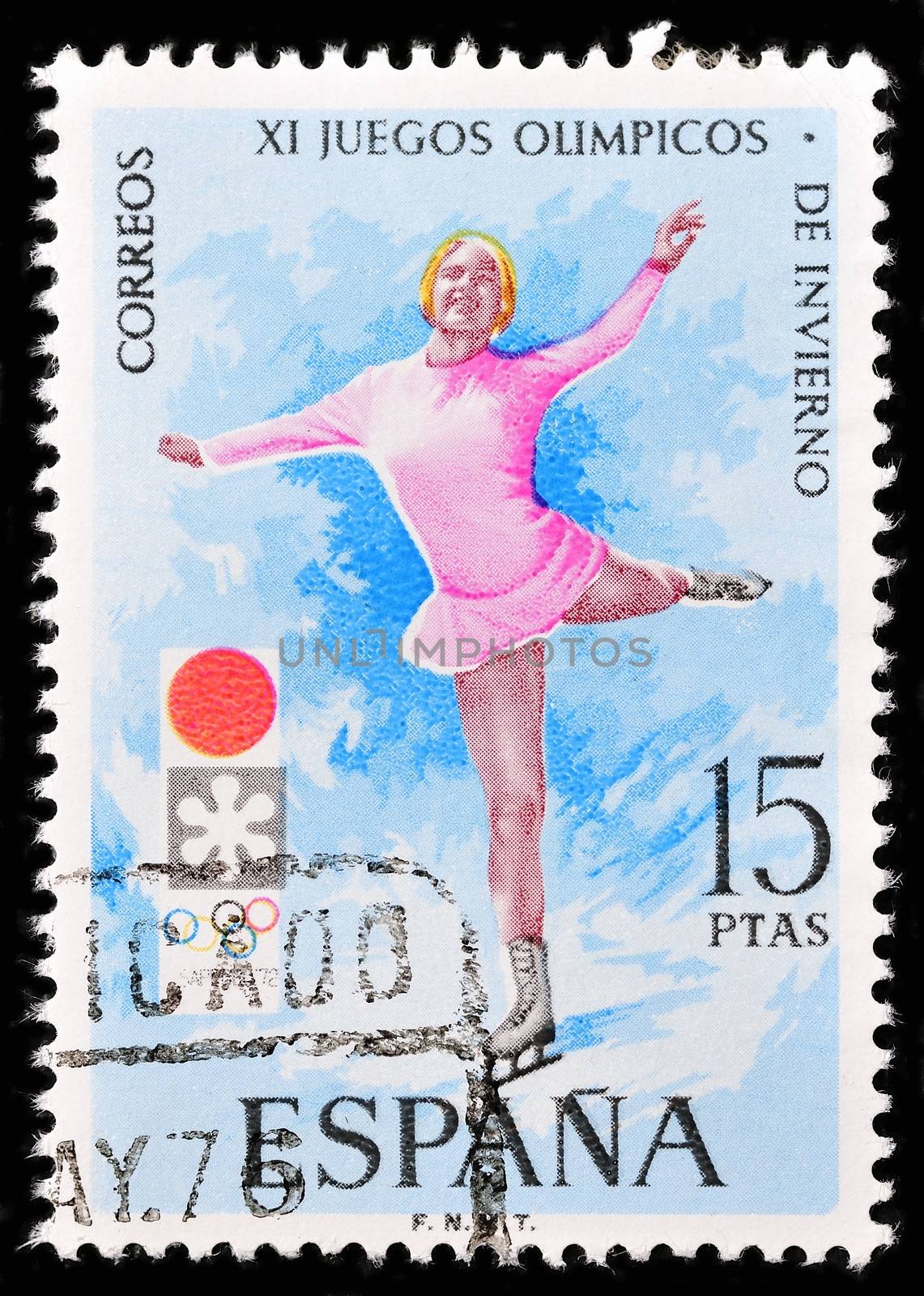 SPAIN - CIRCA 1989: A stamp printed by spain shows the figure skating. , circa 1989