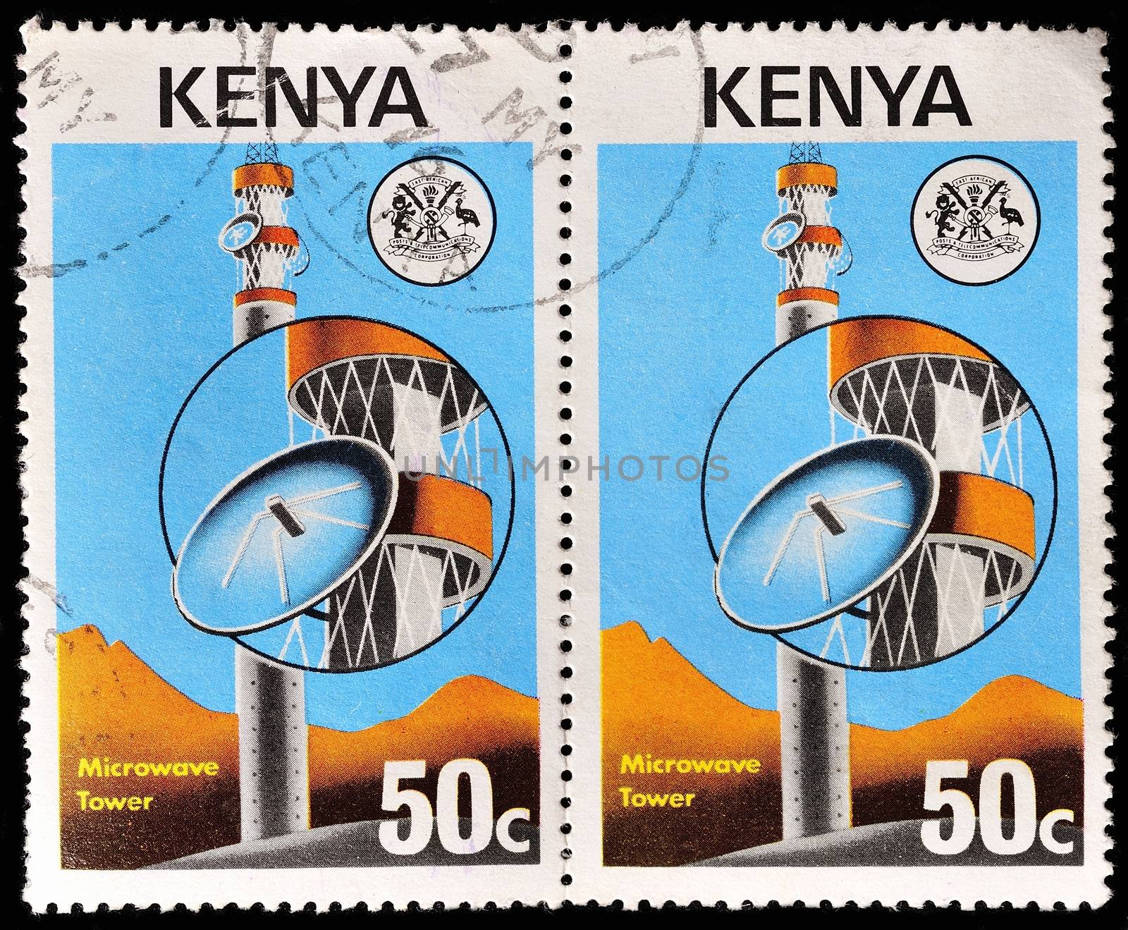 KENYA - CIRCA 1977: stamp printed in Kenya, shows Microwave tower, circa 1977.