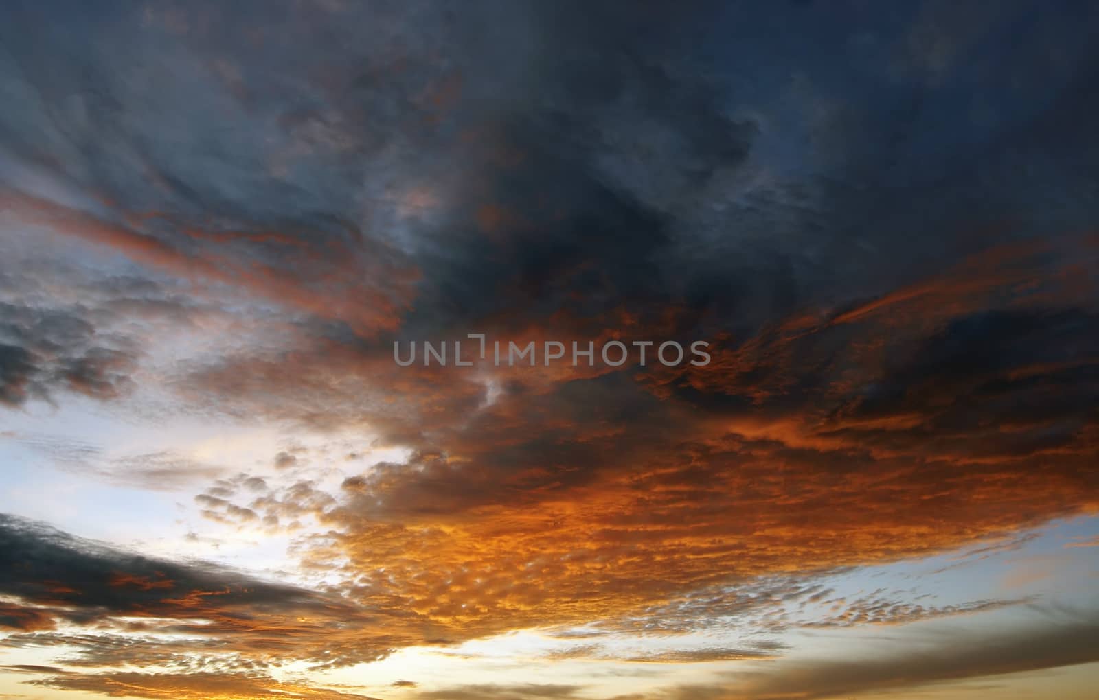 Shot of the sky and clouds at sunset