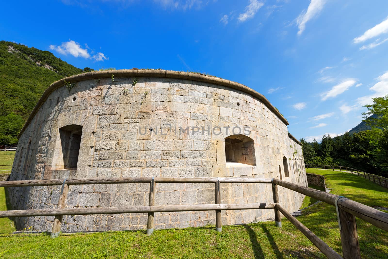 Fort Larino (1860) in Lardaro, Trentino, Italy. Austro Hungarian fortress of first world war built in Chiese Valley