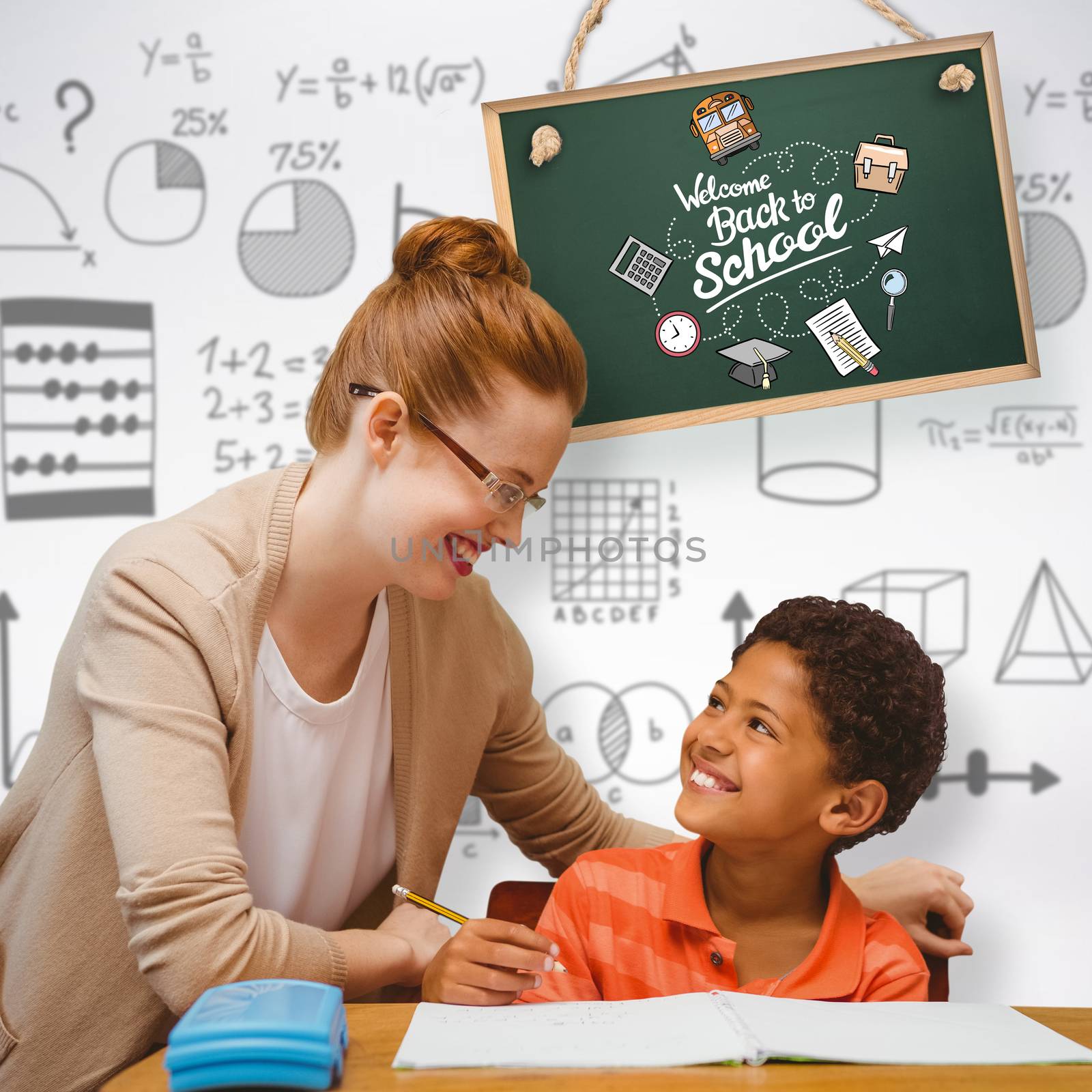 Composite image of teacher helping pupil by Wavebreakmedia
