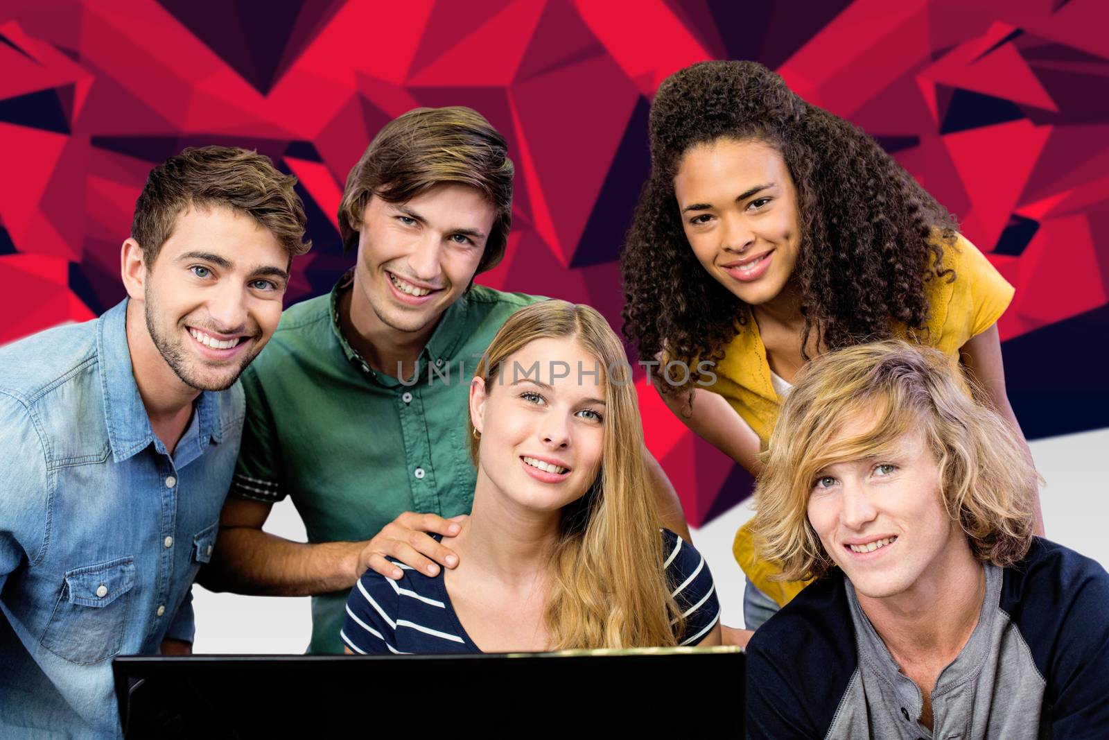 Composite image of college students using computer by Wavebreakmedia