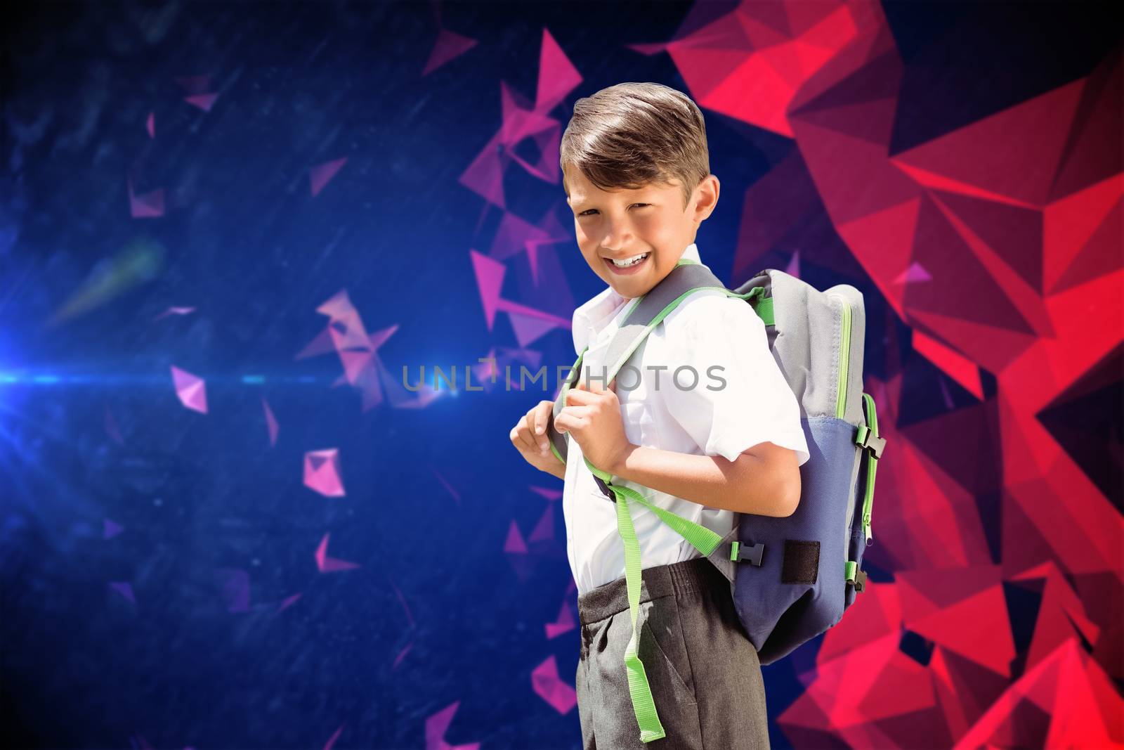 Composite image of cute pupil walking to the school bus by Wavebreakmedia