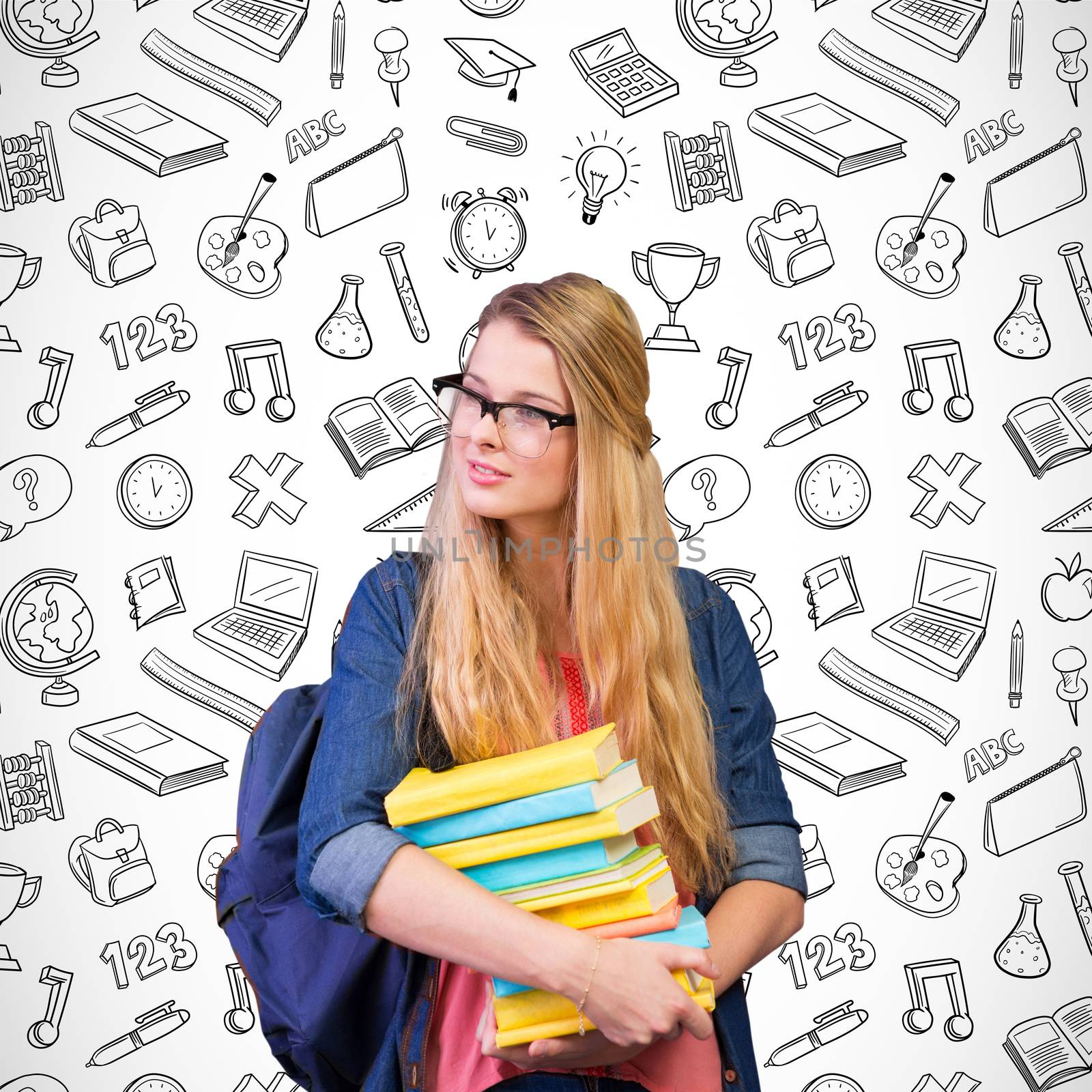 Composite image of pretty student in the library by Wavebreakmedia