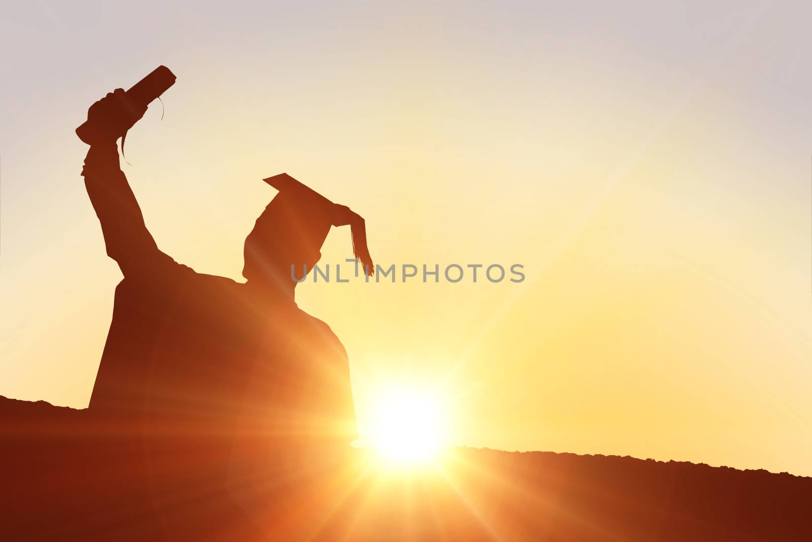 Composite image of silhouette of graduate by Wavebreakmedia