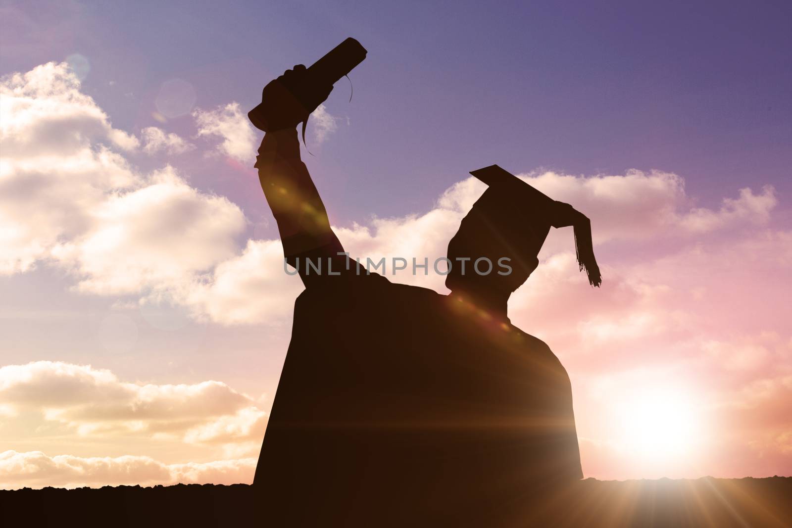 Composite image of silhouette of graduate by Wavebreakmedia