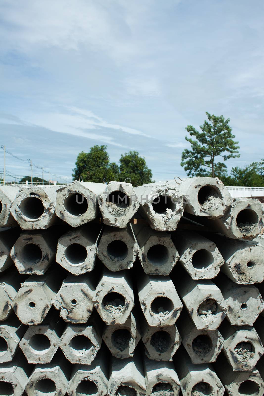 pile of hexagon concrete foundation piles