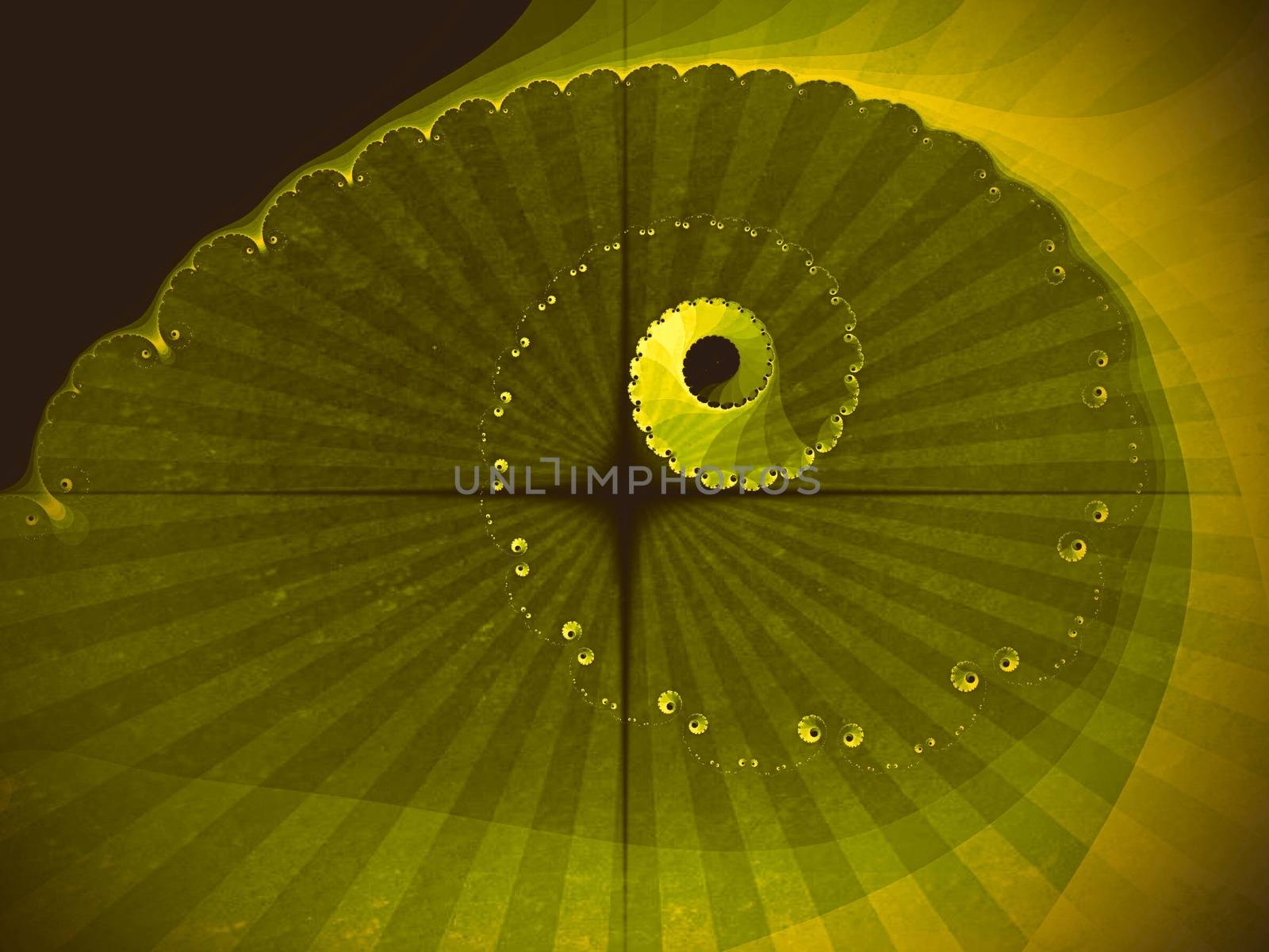 Digital computer graphic - abstraction background with a fractal spiral in a yellow colors for design.