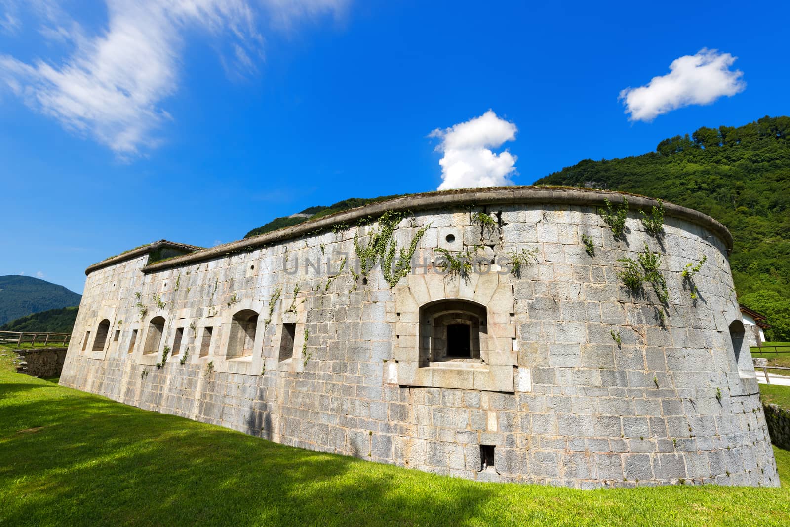 Fort Larino (1860) in Lardaro, Trentino, Italy. Austro Hungarian fortress of first world war built in Chiese Valley