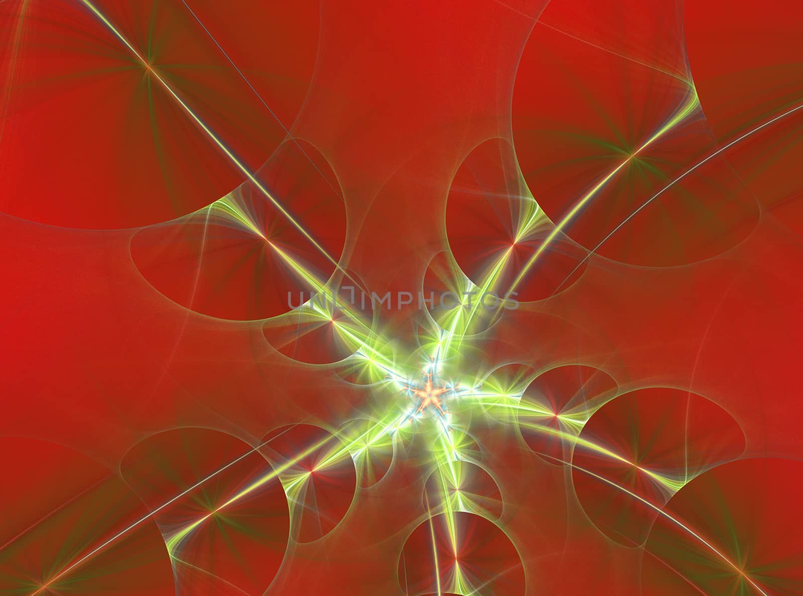 abstract fractal pattern on red background by Chechotkin
