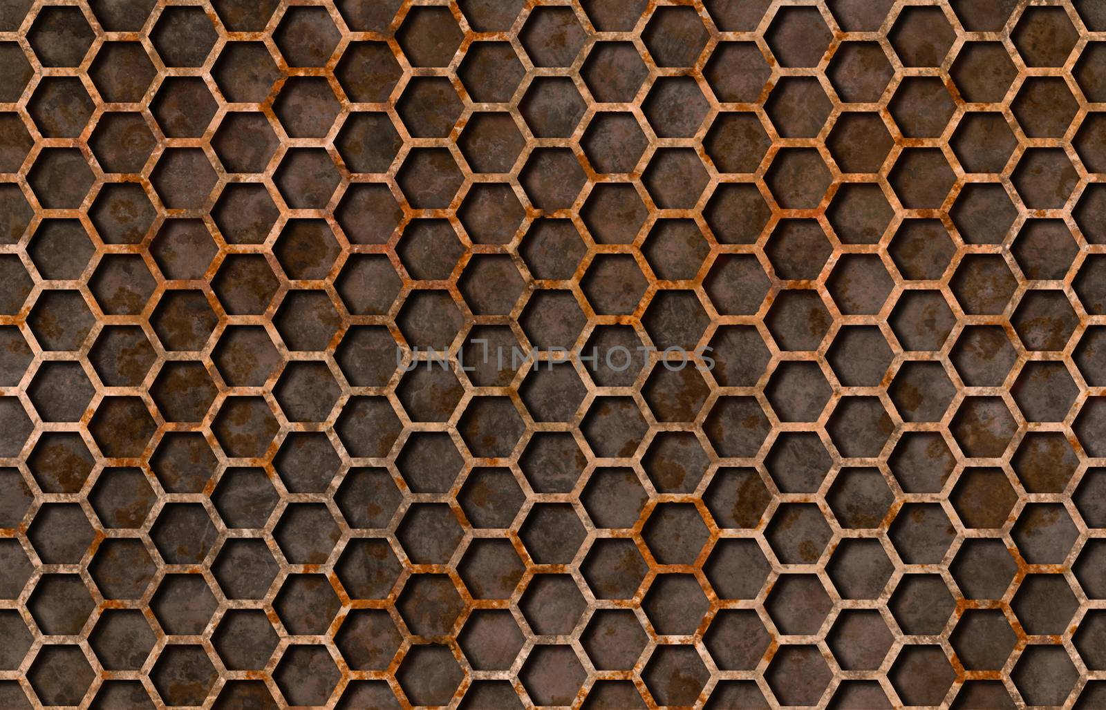 Rusty hexagon pattern grate texture seamlessly tileable by Balefire9