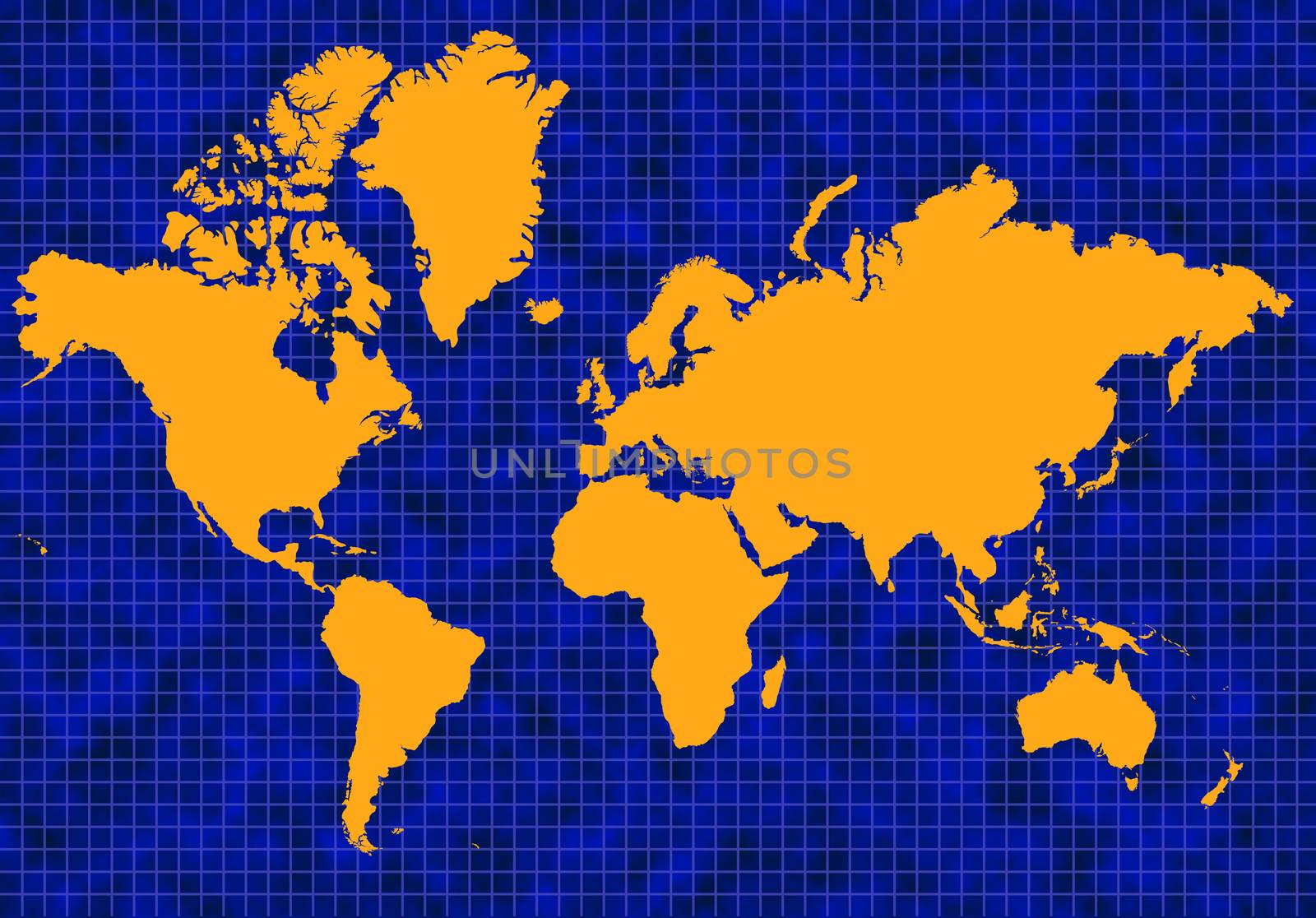 Blue global map with yellow continents by Balefire9