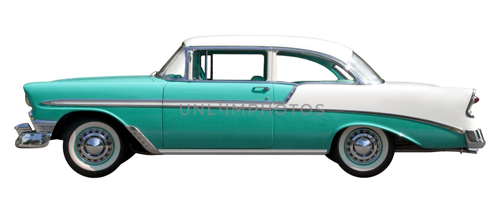 Green Bel-Air Vintage Automobile against White Background by Balefire9