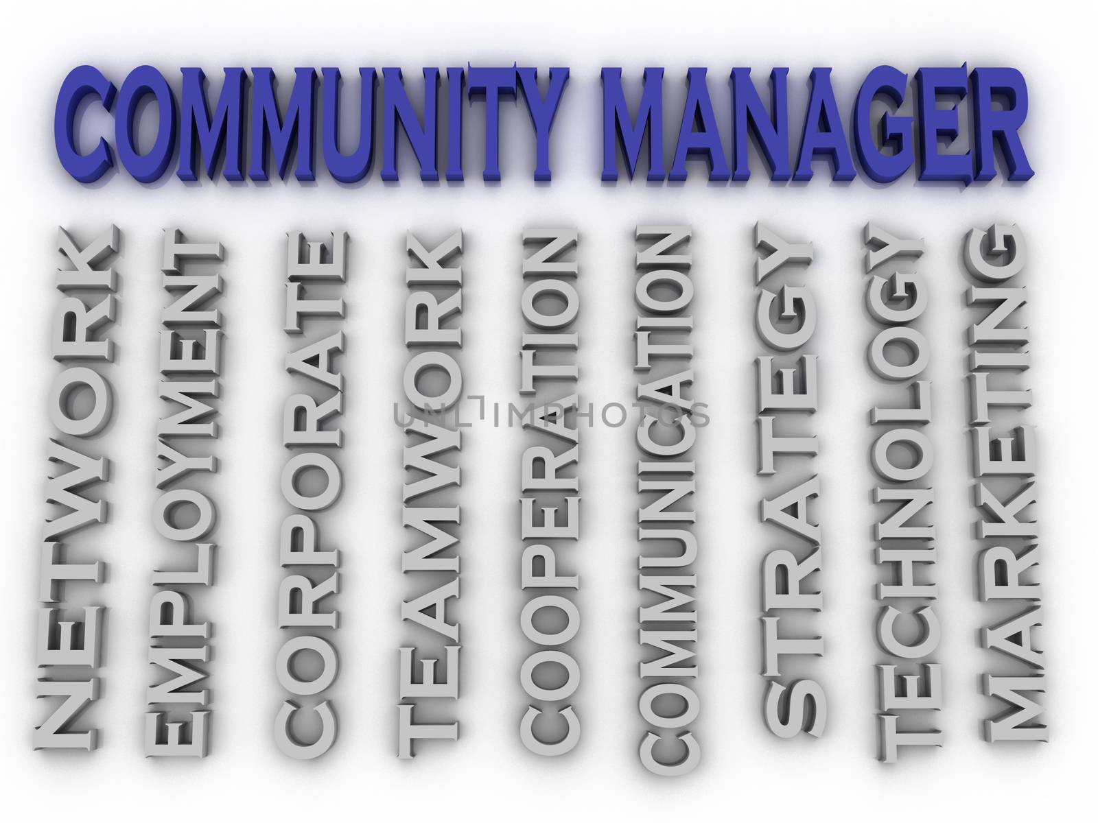 3d image Community manager issues concept word cloud background by dacasdo