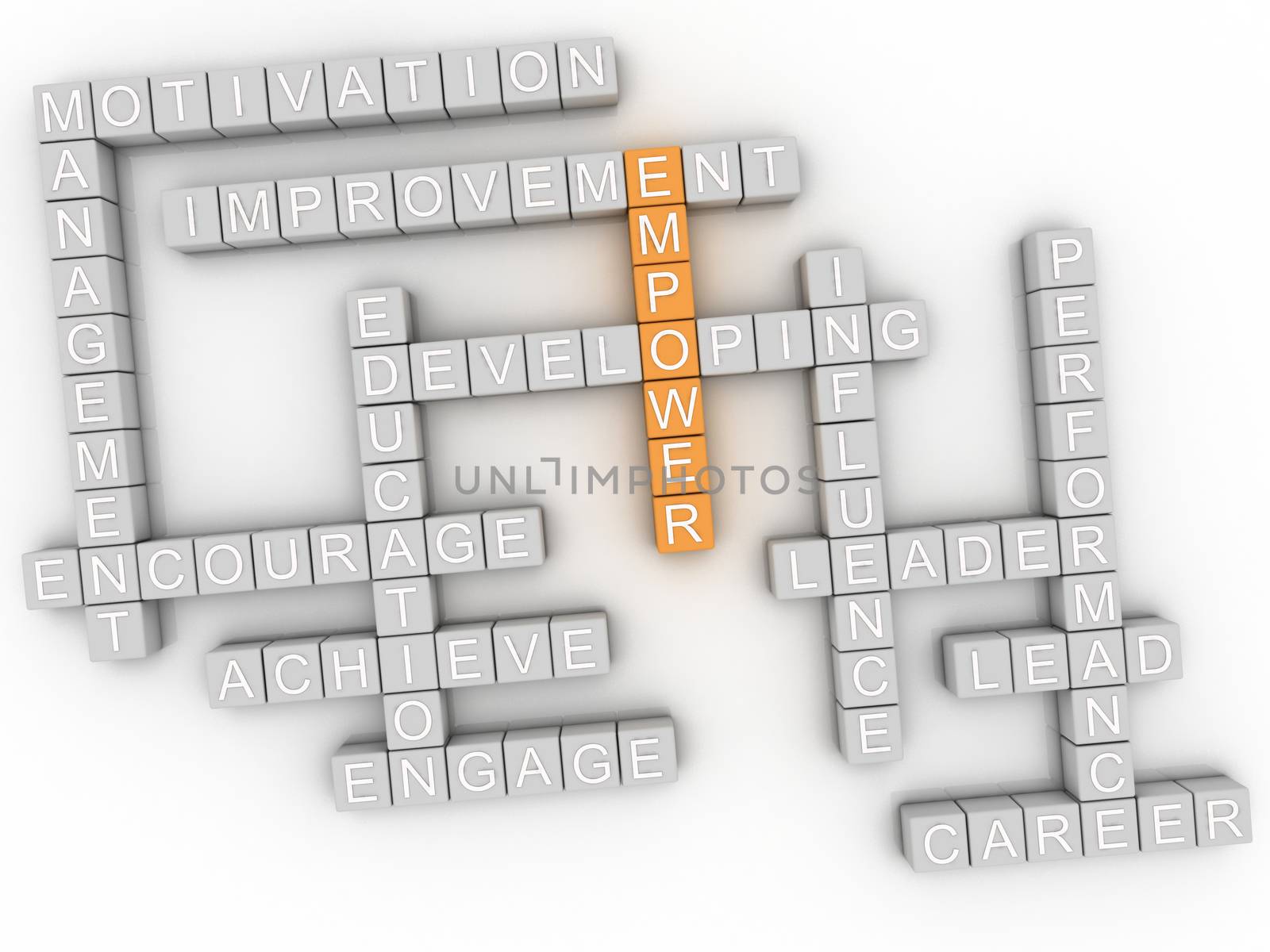 3d image Empower word cloud concept by dacasdo