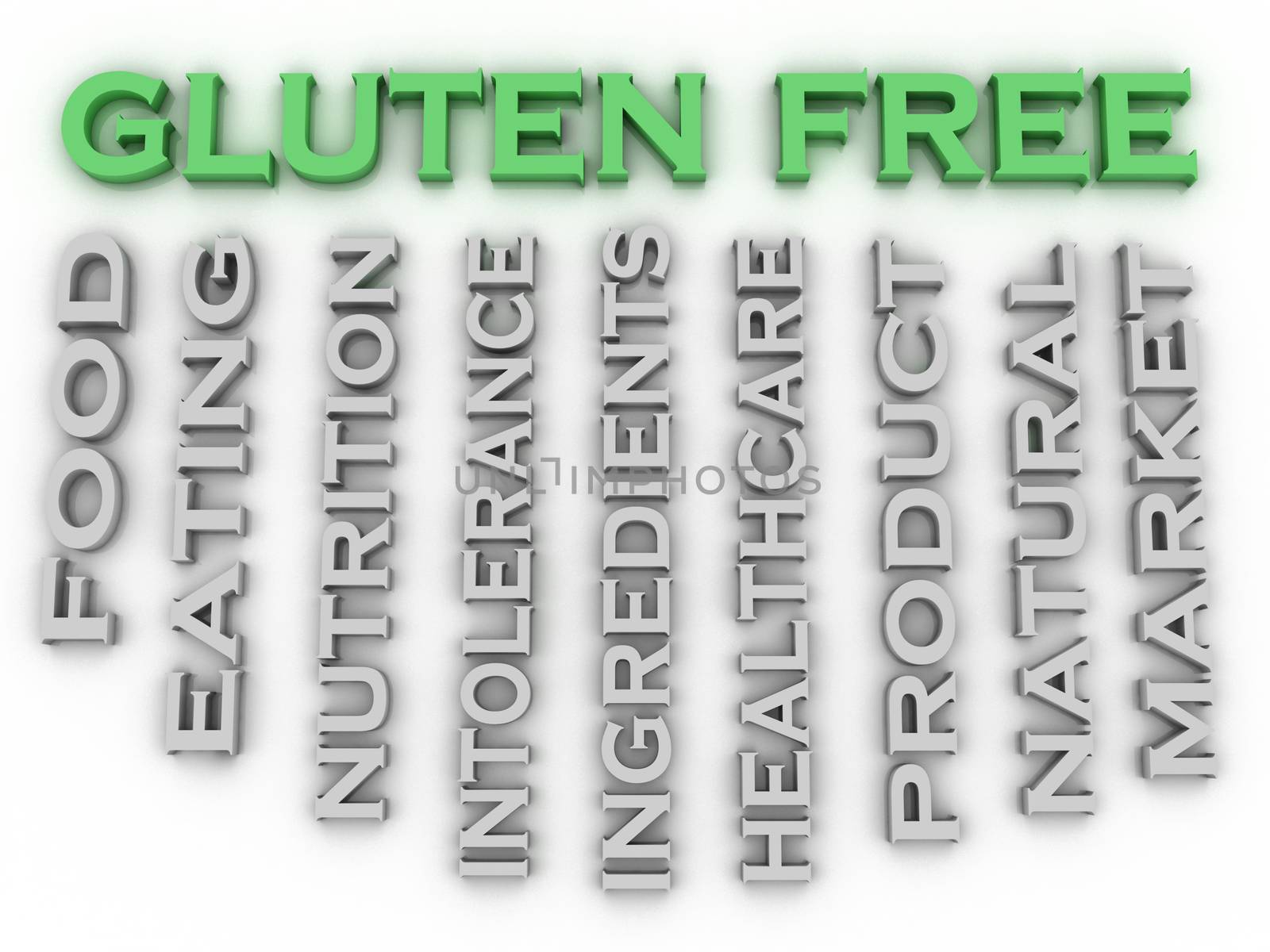 3d image Gluten free issues concept word cloud background by dacasdo