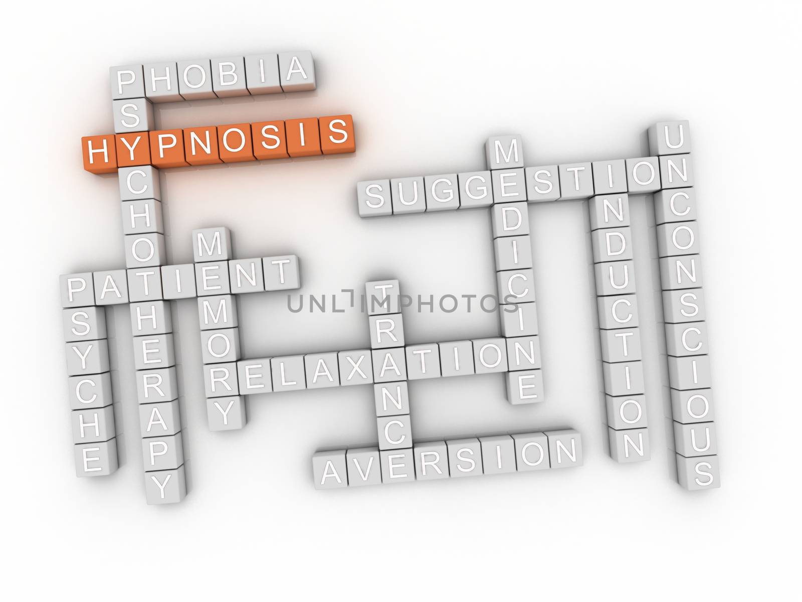 3d image Hypnosis issues concept word cloud background by dacasdo