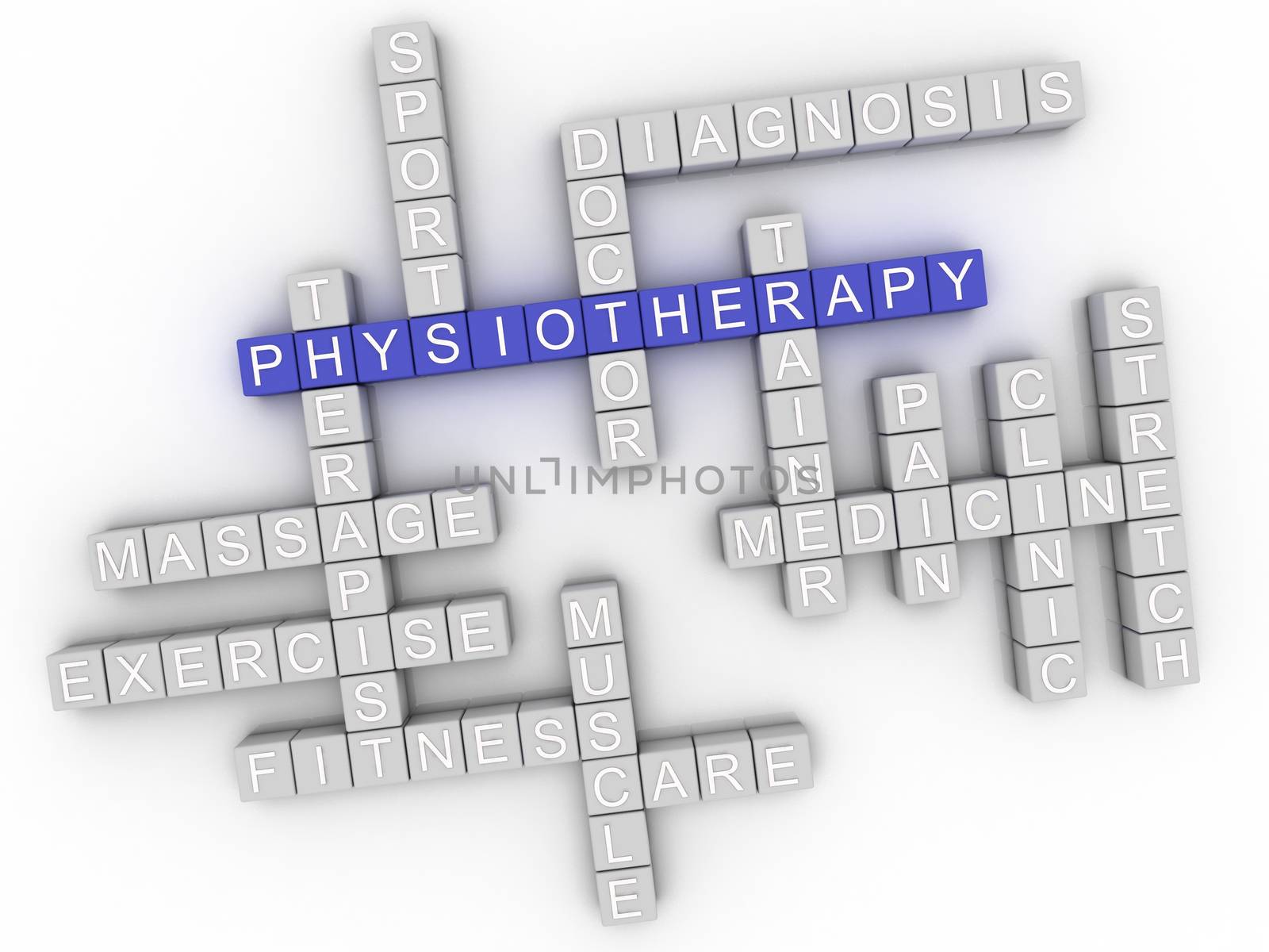 3d image Physiotherapy word cloud concept by dacasdo