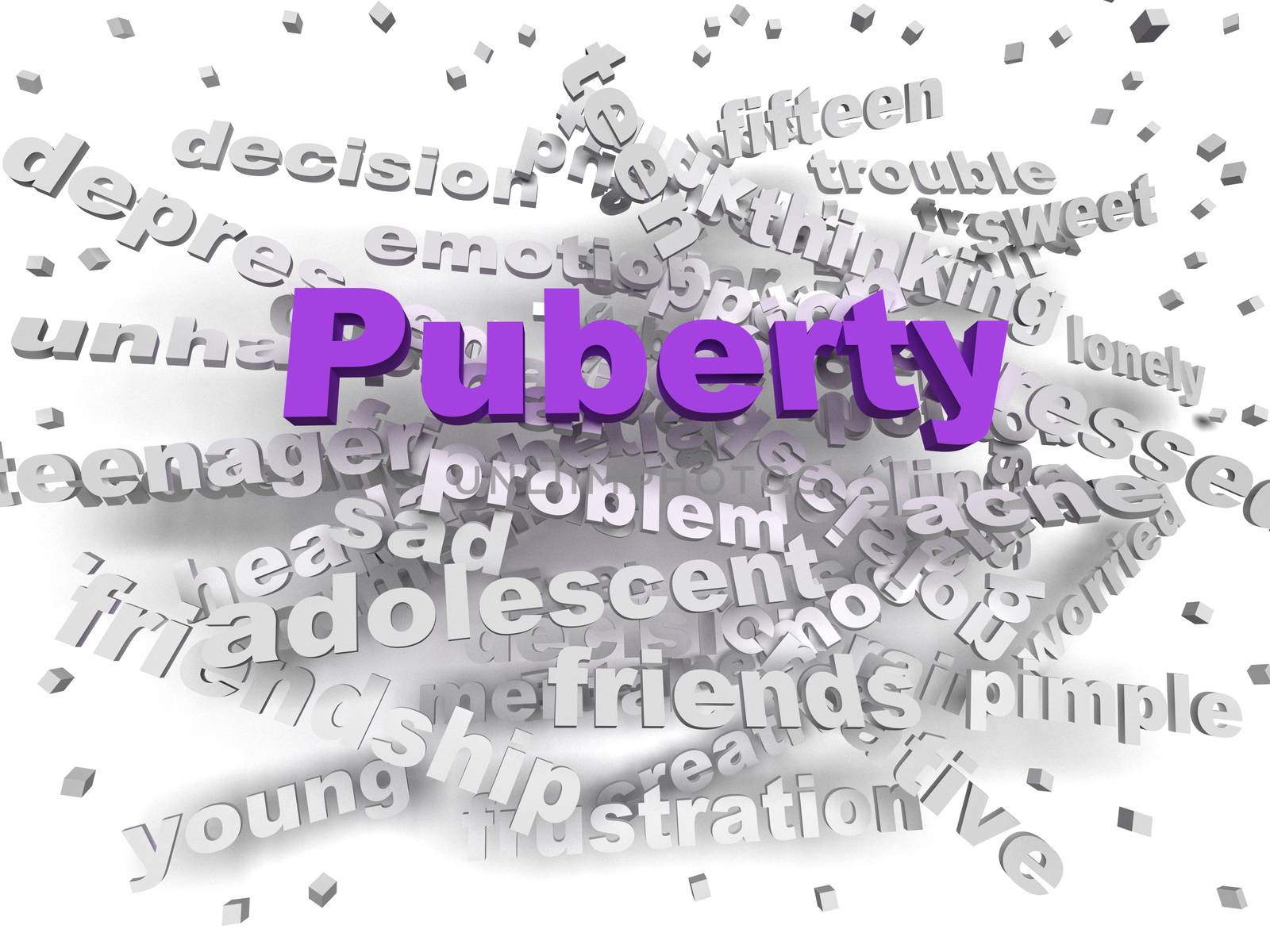 3d image Puberty word cloud concept