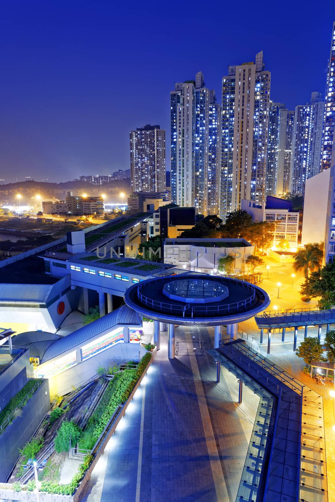 hong kong public estate at night