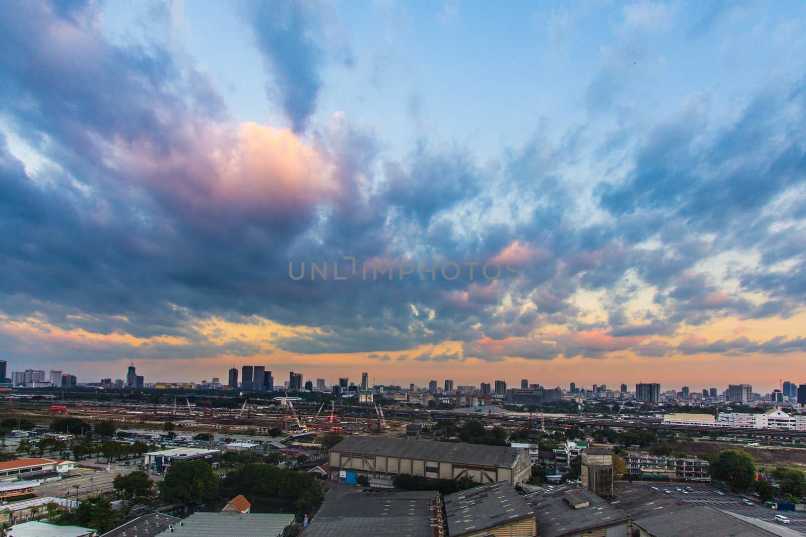 Sunset over Bangkok City