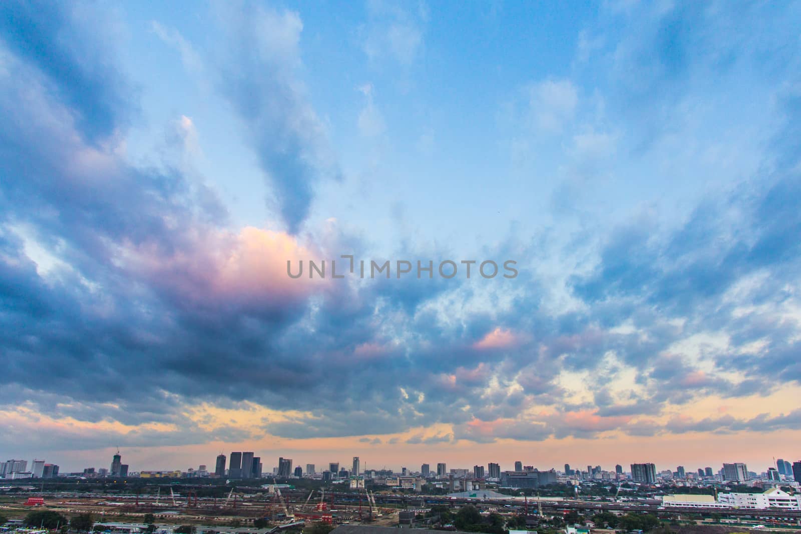 Sunset over Lower Bangkok  by kritsada1992