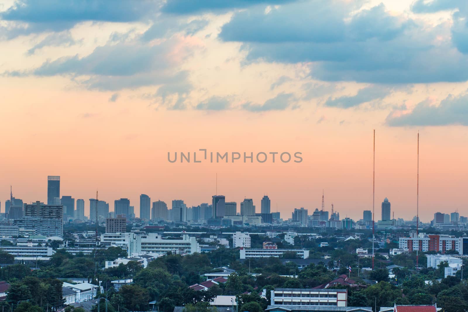 Sunset over Lower Bangkok