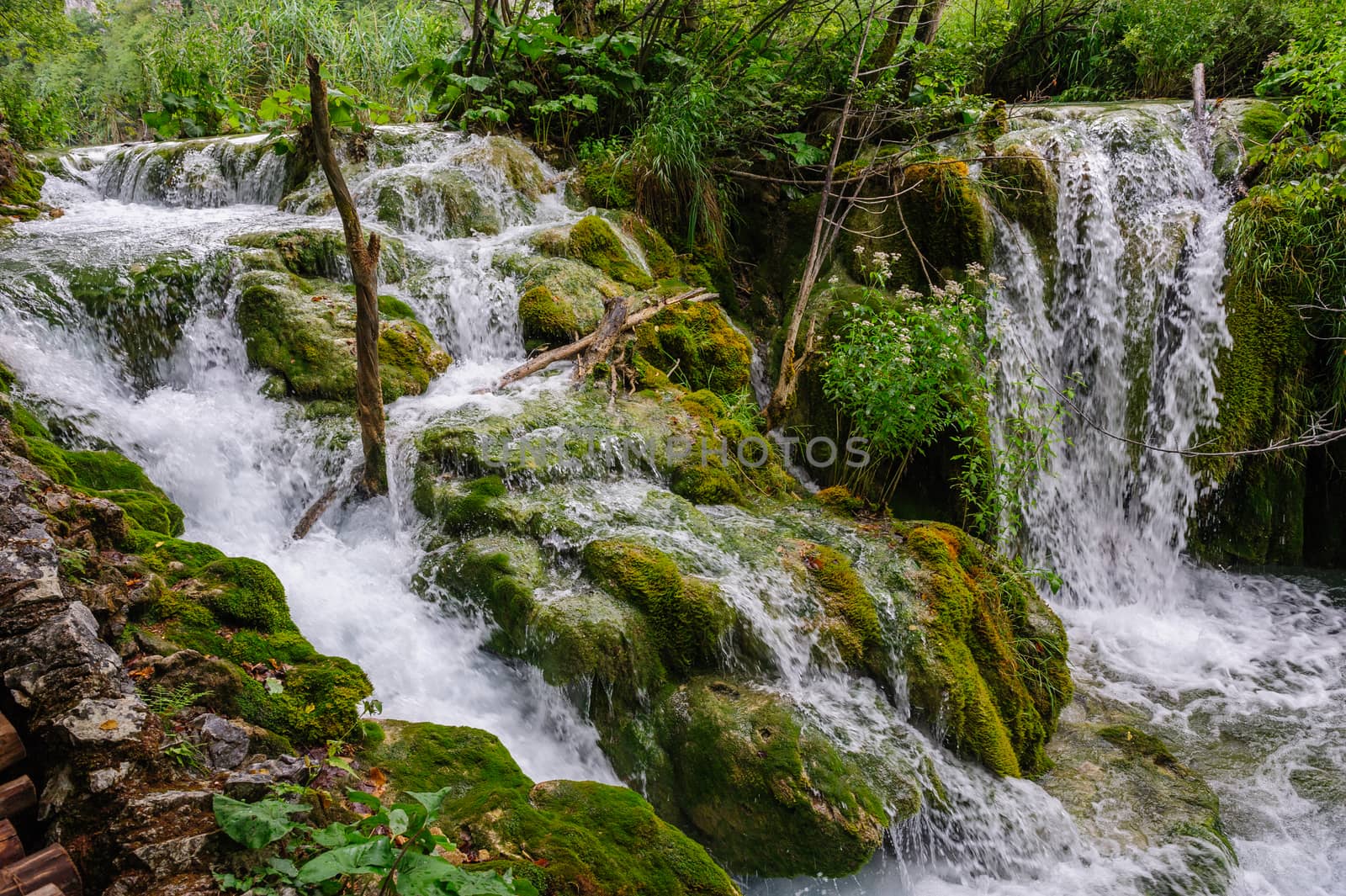 Beautiful waterfalls in Plitvice Lakes, National Park of Croatia