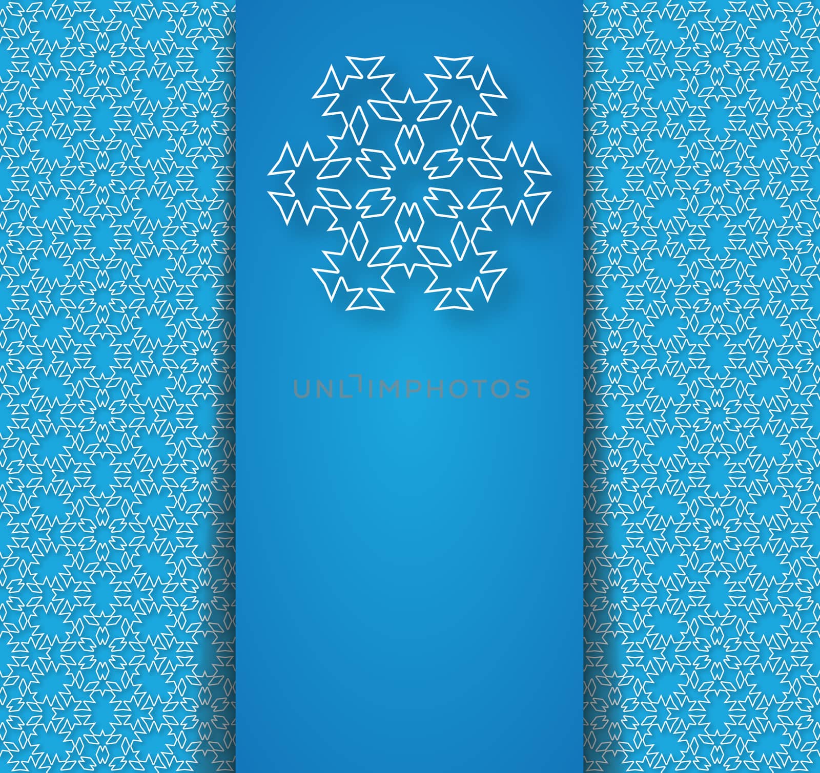 Blue background with abstract snowflakes and place for your text