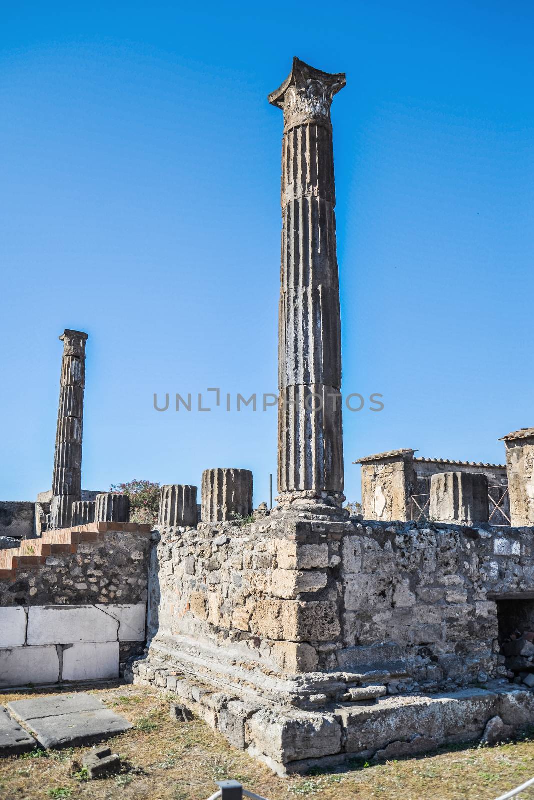 Roman archeologic ruins of the lost city of  Pompeii,  Italy