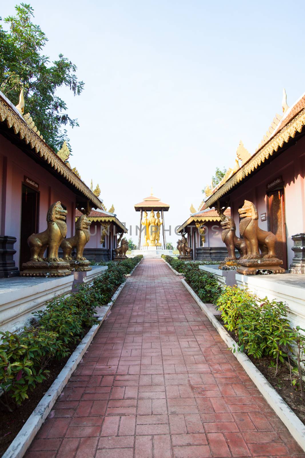 thai palace temple in burma style at Surasri Camp, Kanchanaburi, by kritsada1992