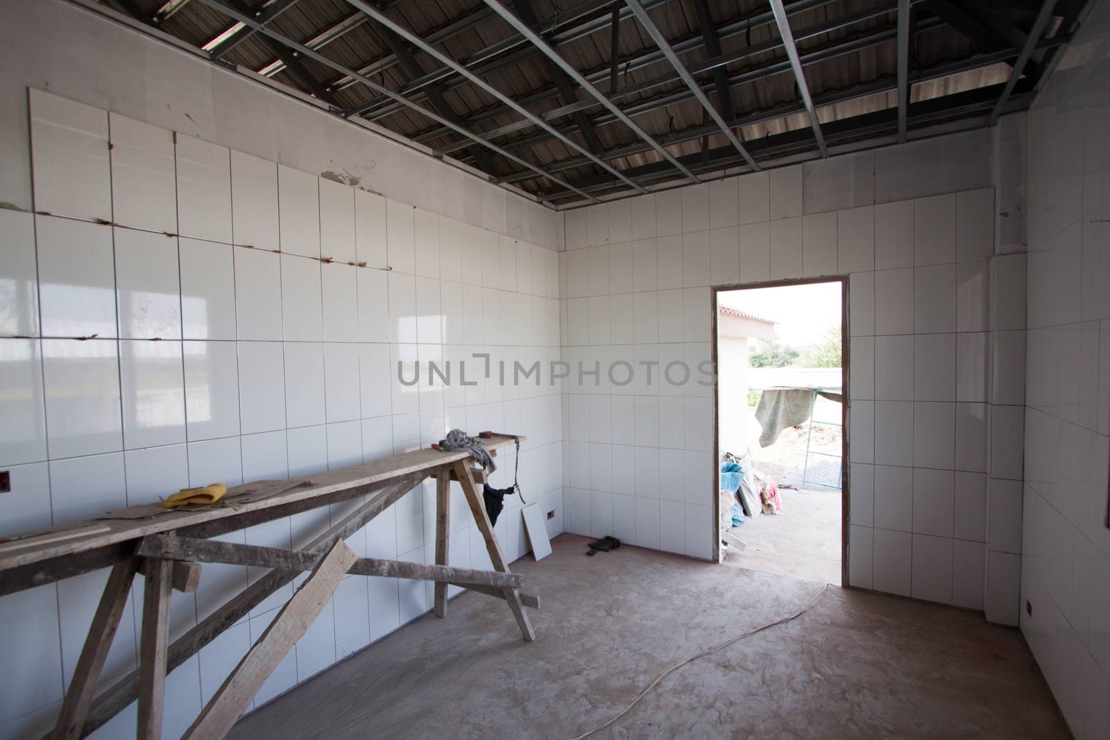 Home  under construction kitchen room area