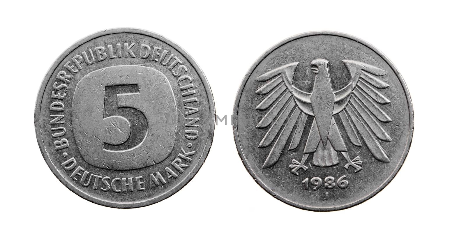 old German coin-mark. isolated on white