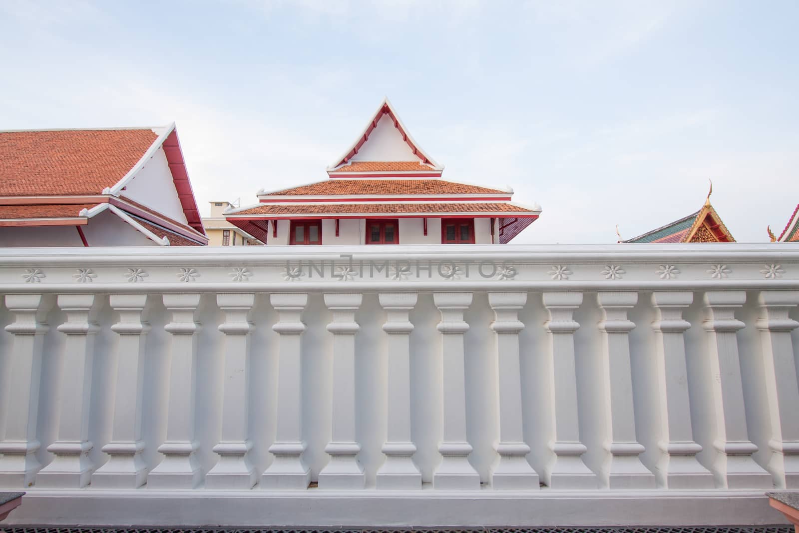 white wall of thai tample