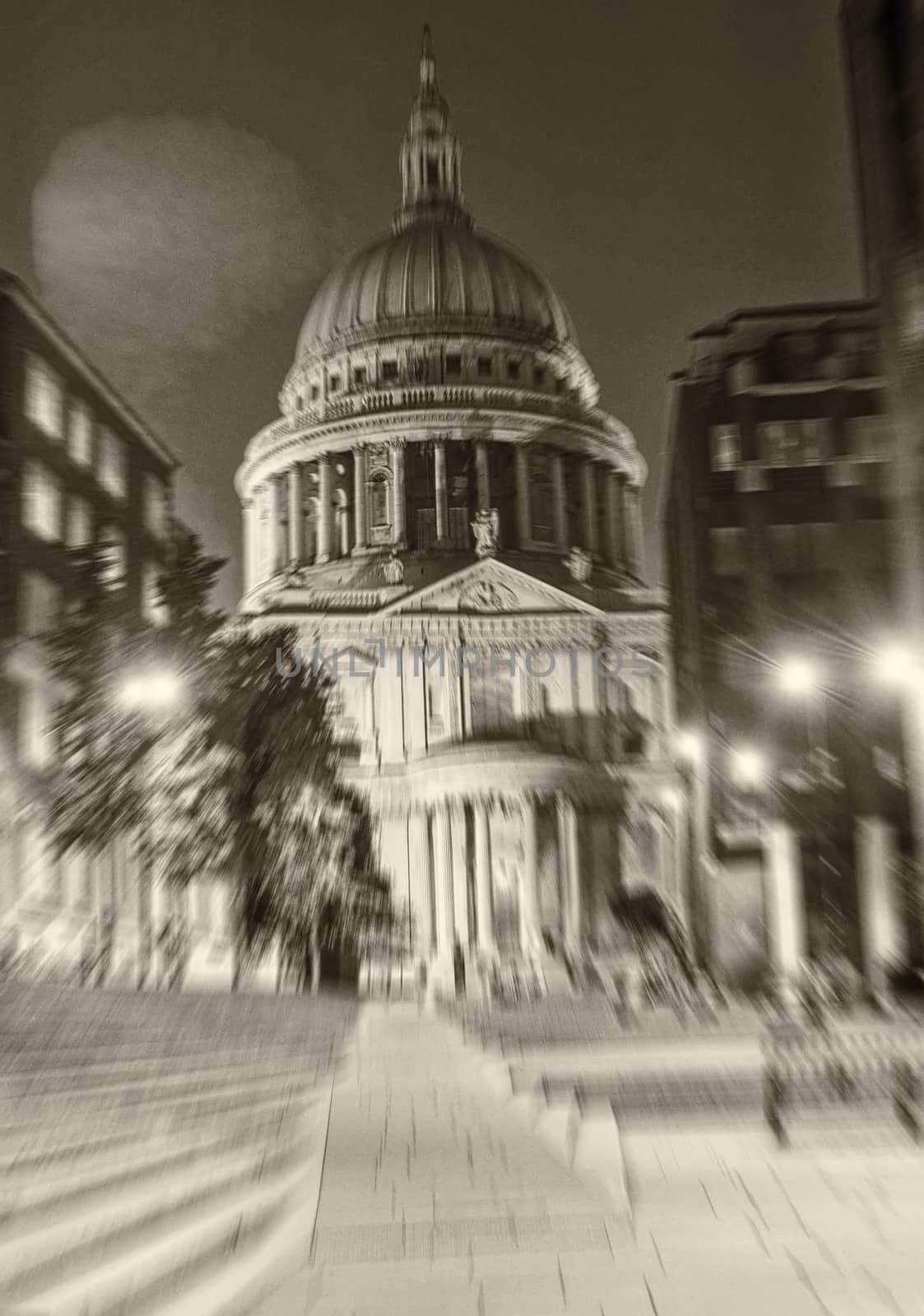 Blurred image of St Paul Cathedral at night, London by jovannig