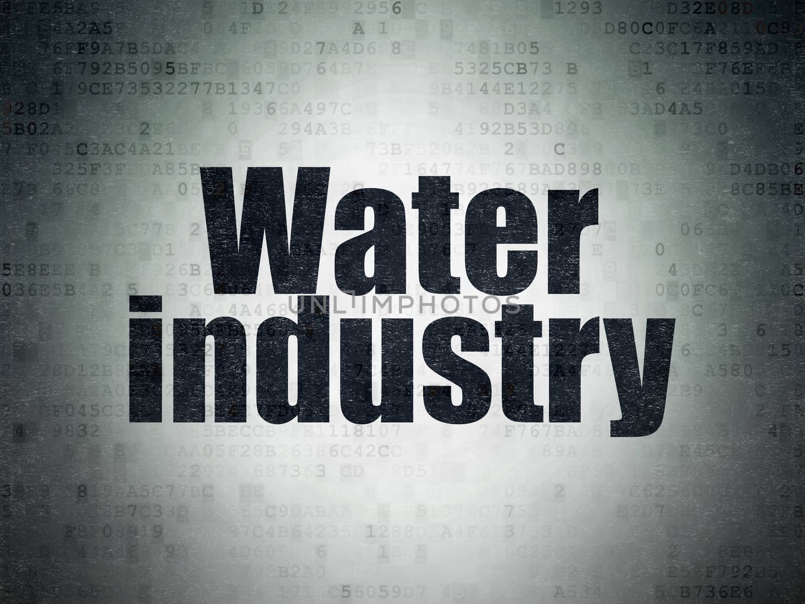 Manufacuring concept: Painted black word Water Industry on Digital Paper background