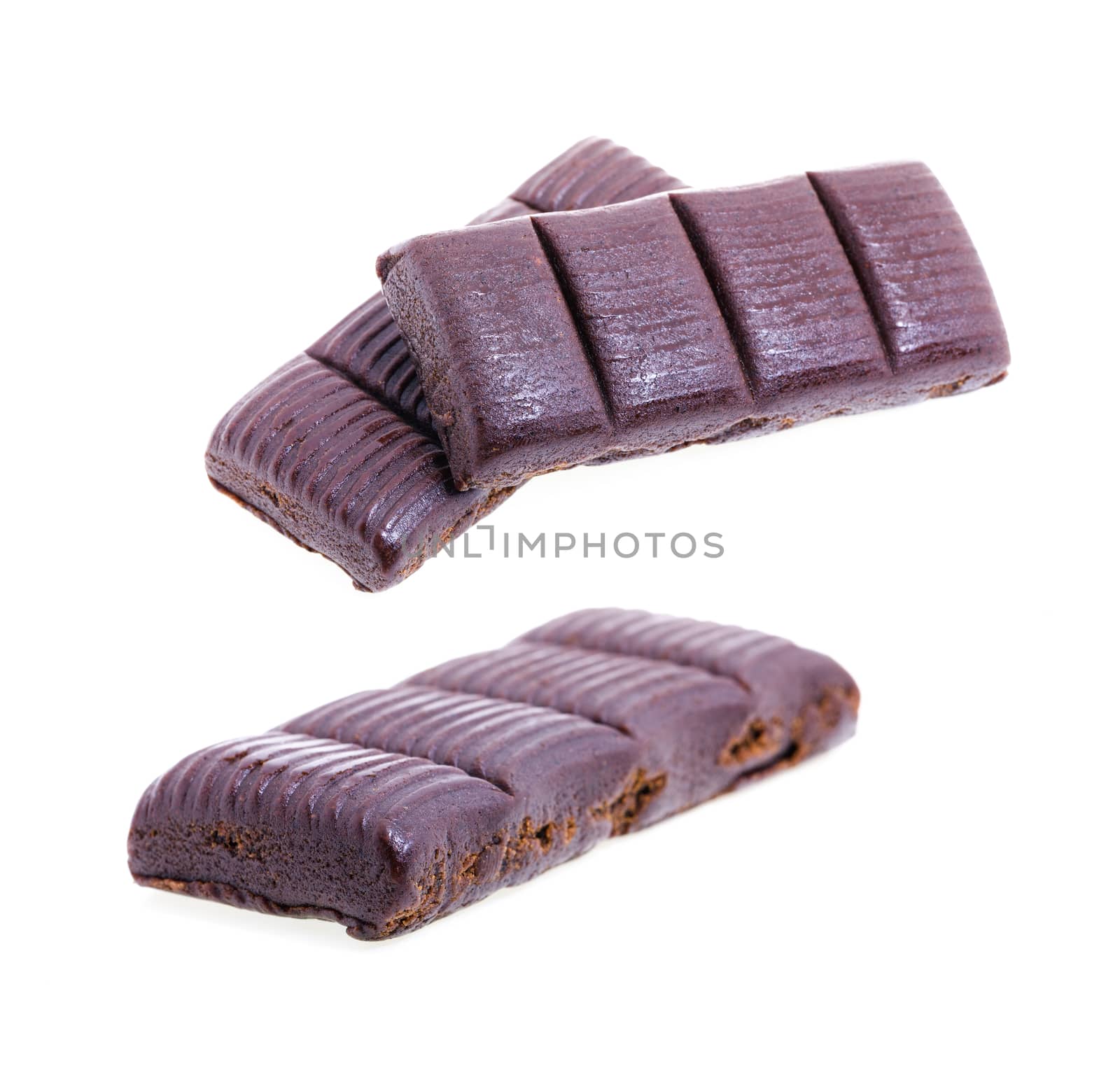 sweet dark energy bar, isolated on white