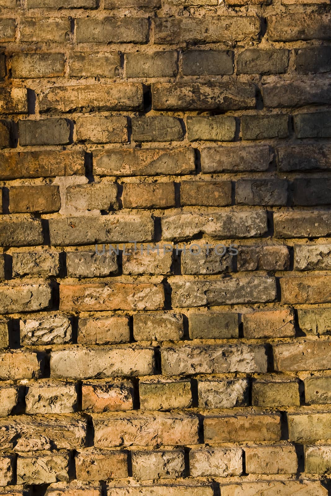 photographed close up part of the building of stone bricks