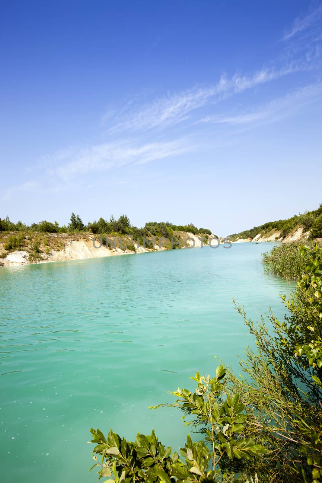   the artificial lake formed after got chalk (a cretaceous pit). it is located about the village Krasneoselsky, Belarus.