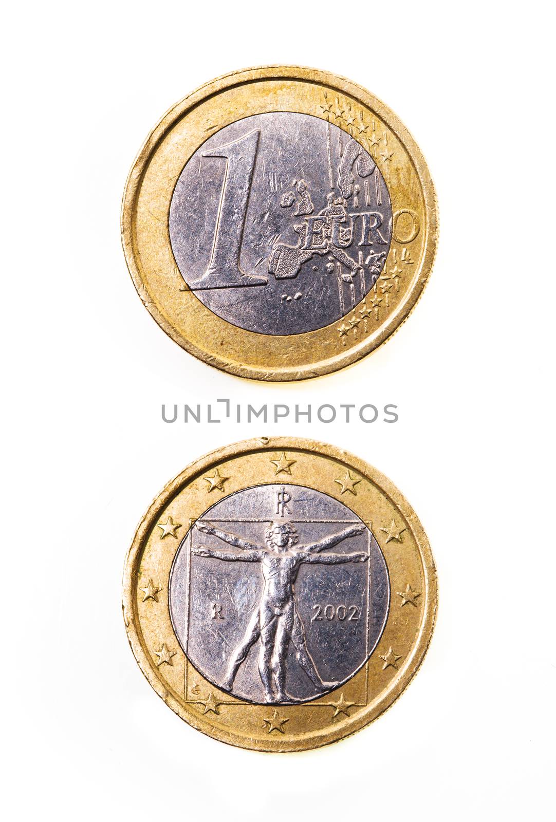 coin of 1 euro isolated on white background