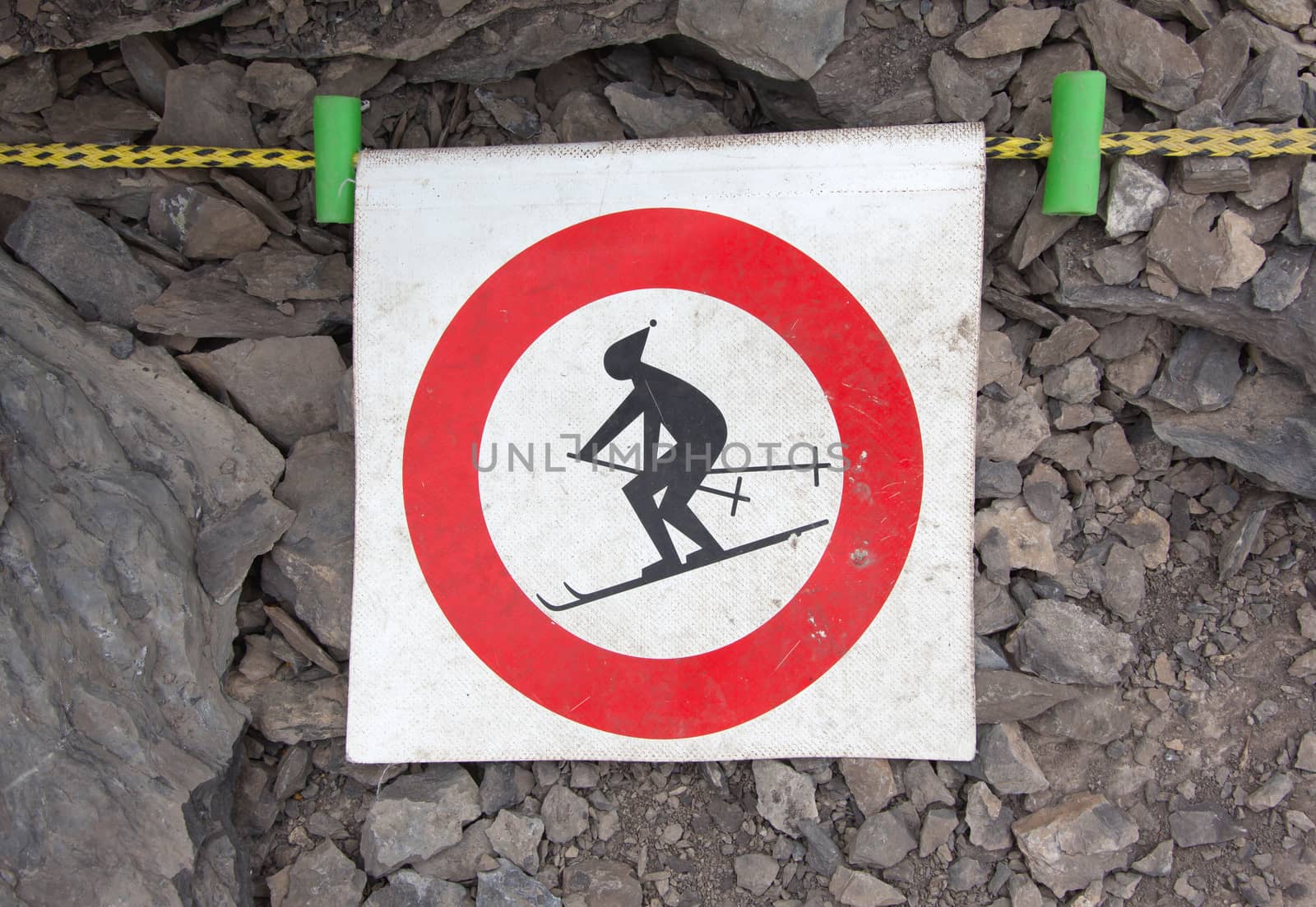No ski sign - forbidden to ski in this area