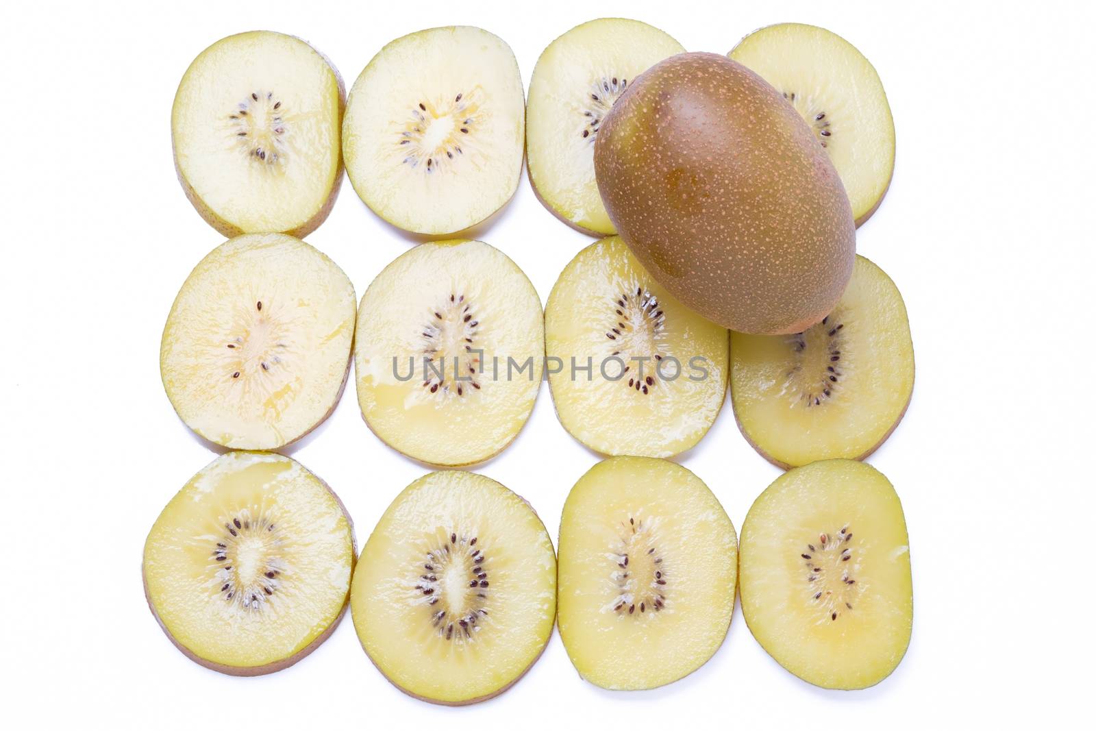 slice kiwi on white background.