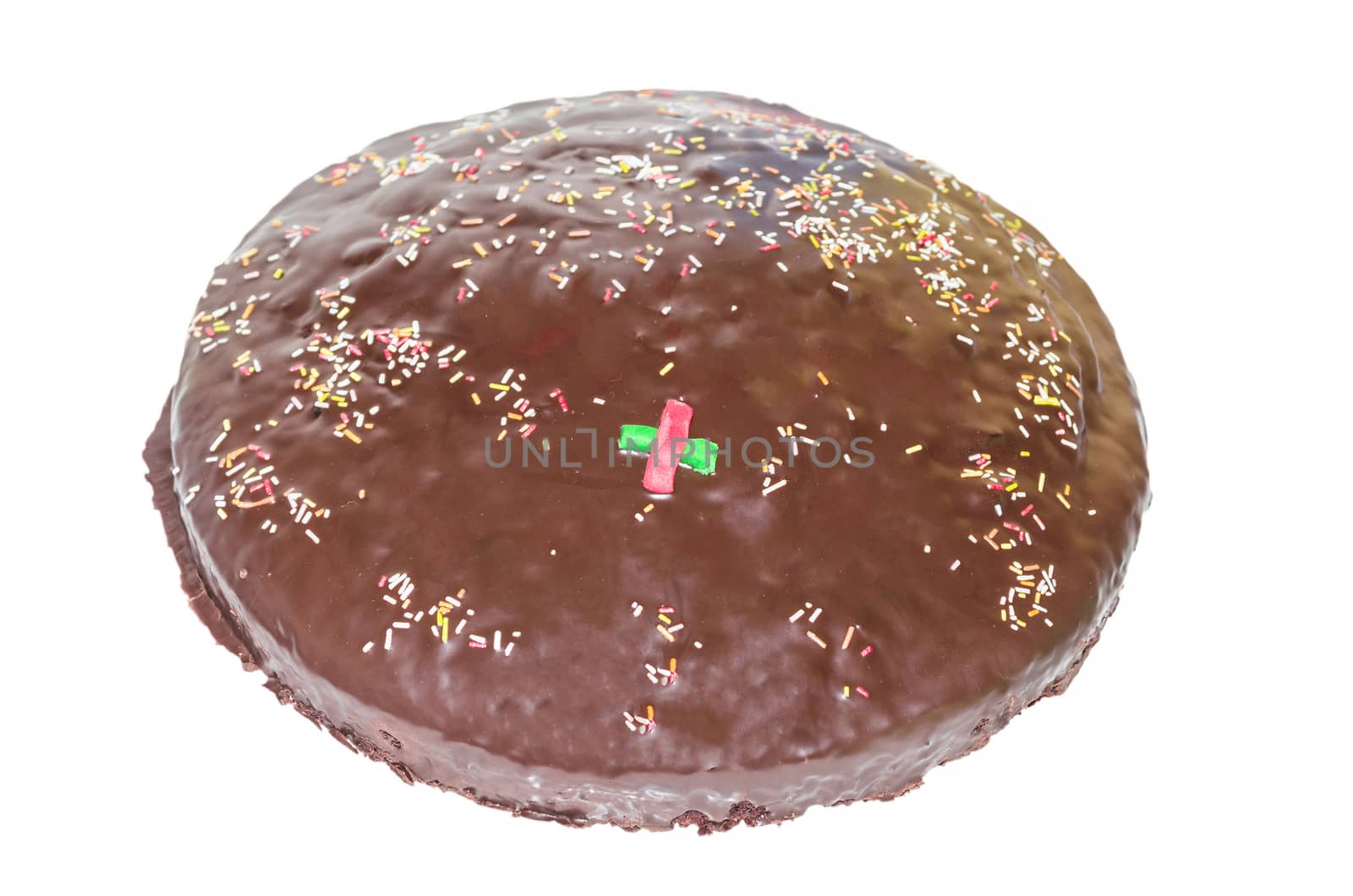 Beautiful chocolate cake with chocolate sauce