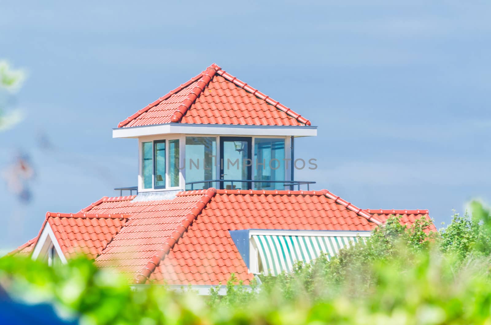 Modern villa with a small tower with sea views