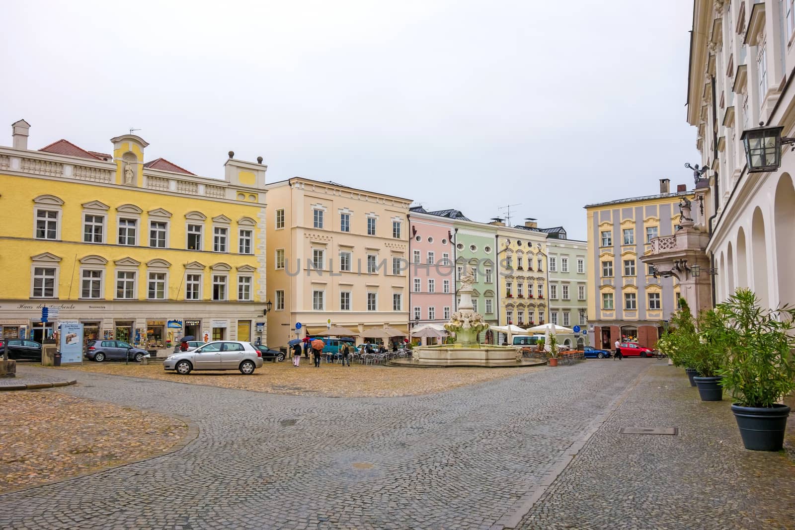 Passau, Germany - June 29, 2014: Pedestrian area in the inner-city