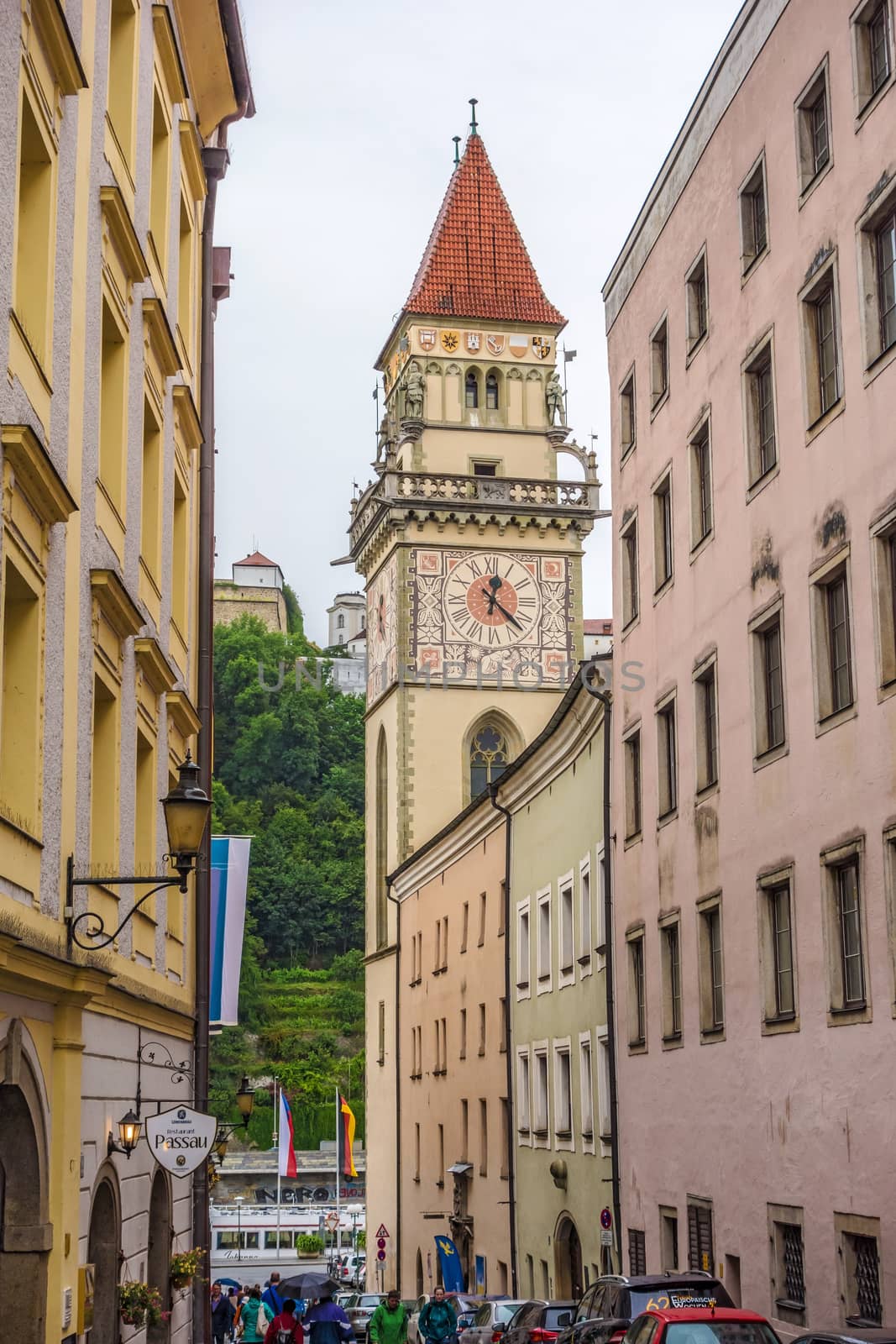 Passau, Germany - June 29, 2014: Town hall of the historic german city near the river Donau