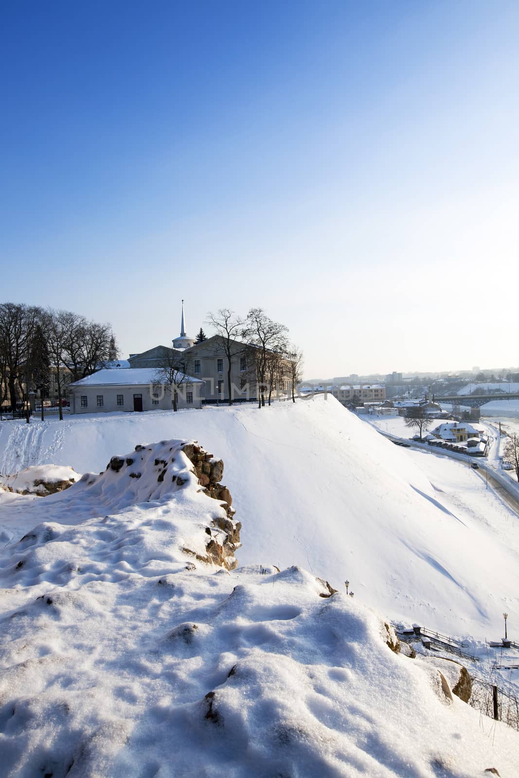   the new lock of the city of Grodno (Belarus), a winter season.  it is constructed in 1734-1751.